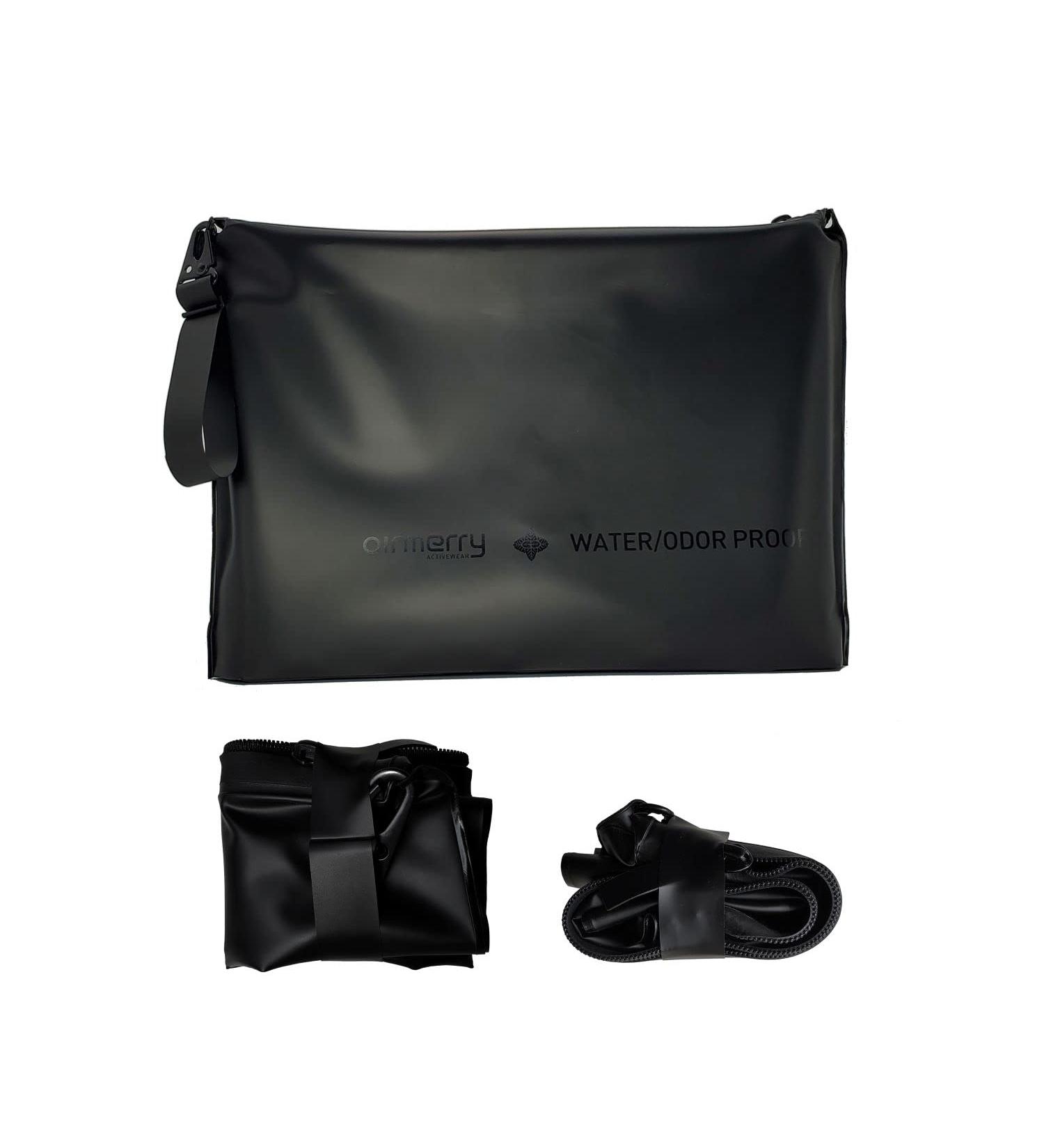 Foldable Water/Smell Proof Pouch with Watertight Zipper for Gym, Pool, Travel - Black - Buy Online on GoSupps.com
