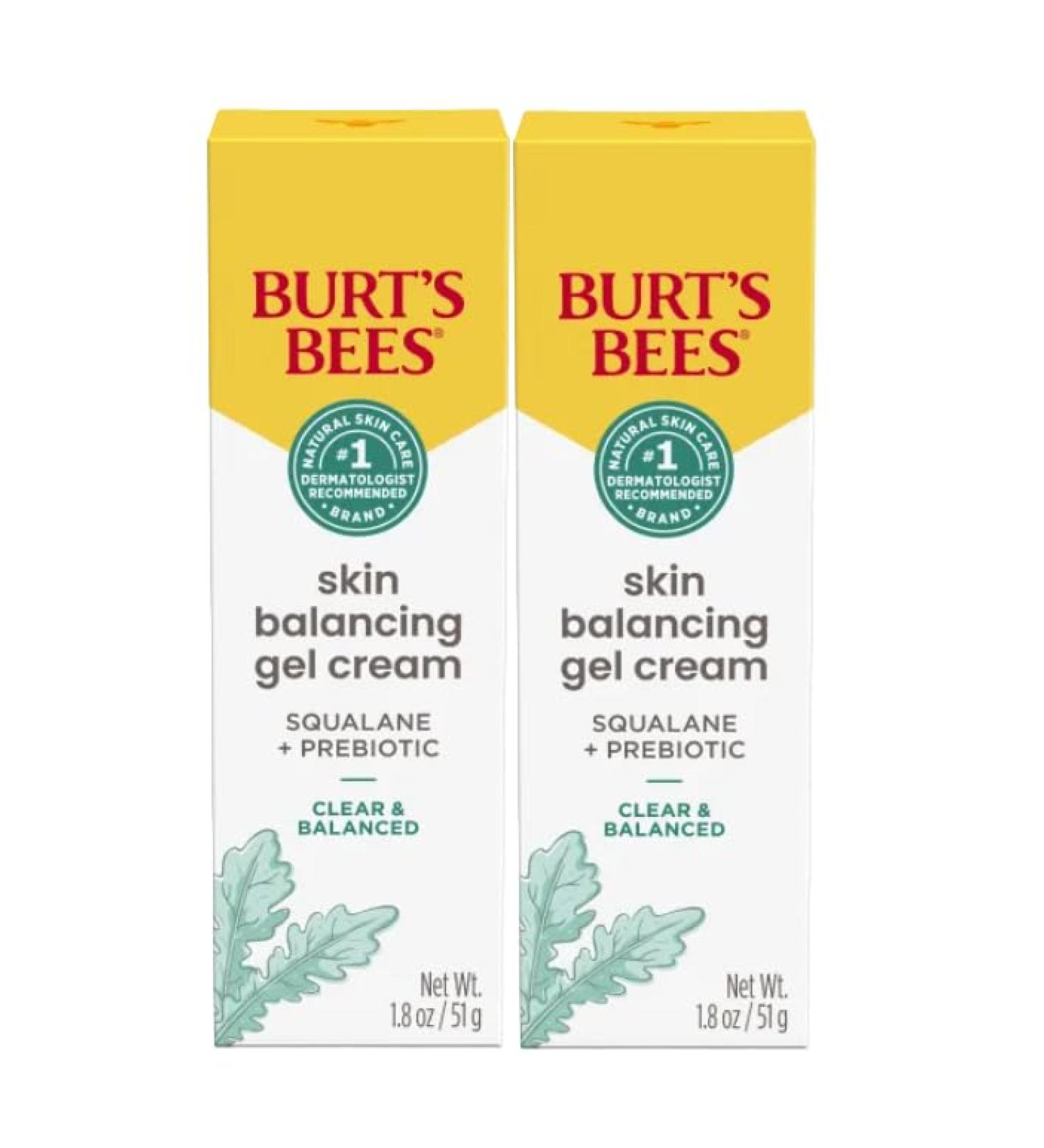 Burt's Bees Clear and Balanced Skin Balancing Gel Cream With Squalane and Prebiotic Gel Moisturizer for Breakout-Prone Skin 99 Percent Natural Origin Skin Care 1.8 oz. Bottle - Pack of 2 - Buy Online on GoSupps.com