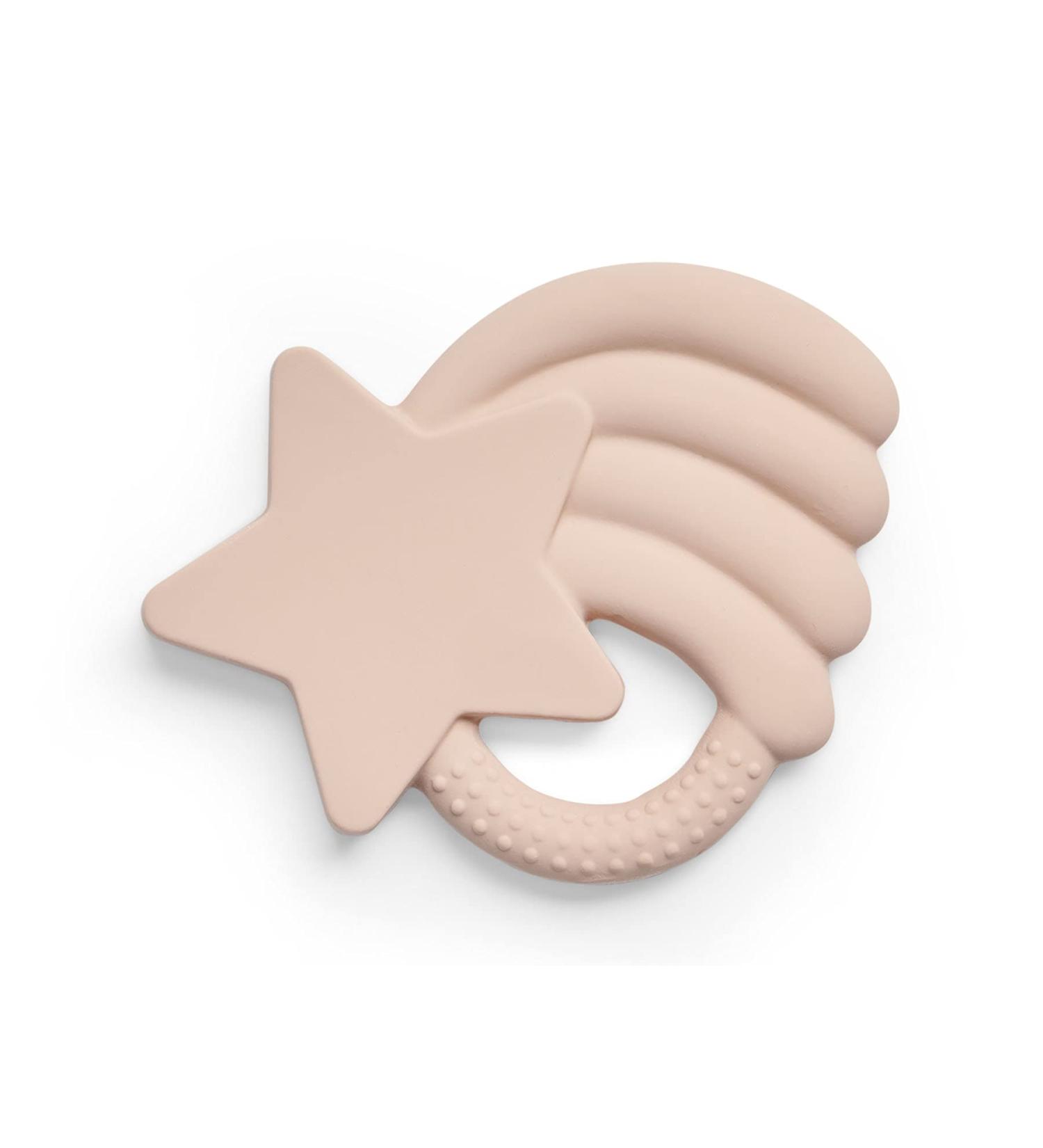 Jollin Natural Rubber Baby Teething Ring - Falling Star Pale Pink - BPA-Free & Pollutant-Free Baby Toy - Buy Online on GoSupps.com