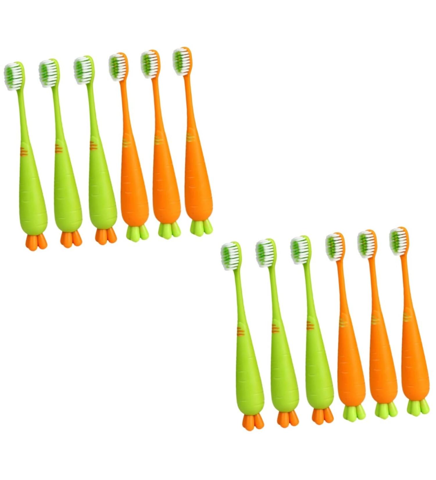 FRCOLOR 12 Pcs Kids Cartoon Carrot Toothbrush Set - Lovely Children's Toothbrushes for Healthy Teeth - Buy Online on GoSupps.com