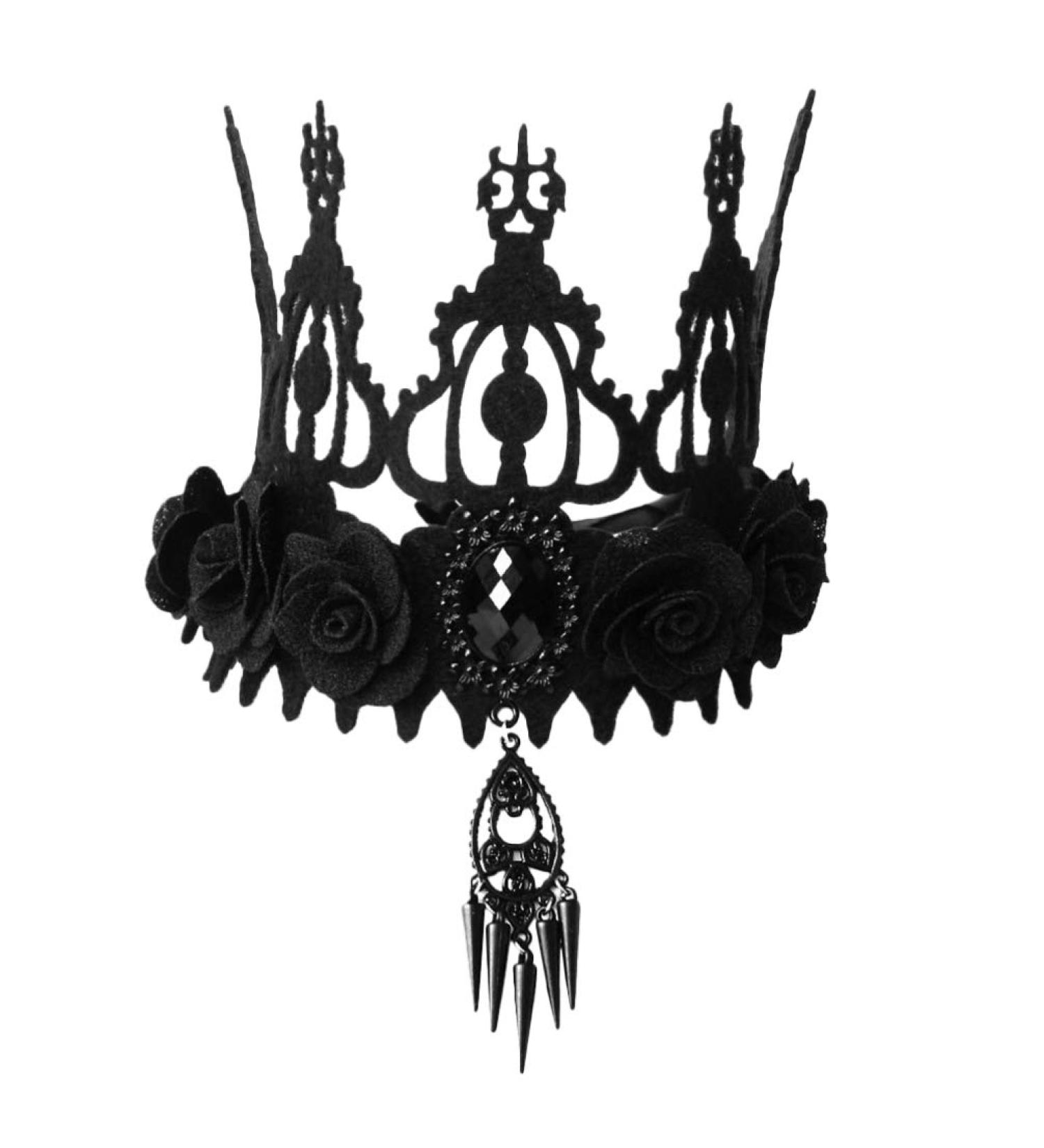 Lurrose Gothic Black Rose Crown Gothic Garland Crown Headband Halloween Tiara Headband Gothic Tiara Crown Queen Tiara Costume for Halloween Party Cosplay - Buy Online on GoSupps.com