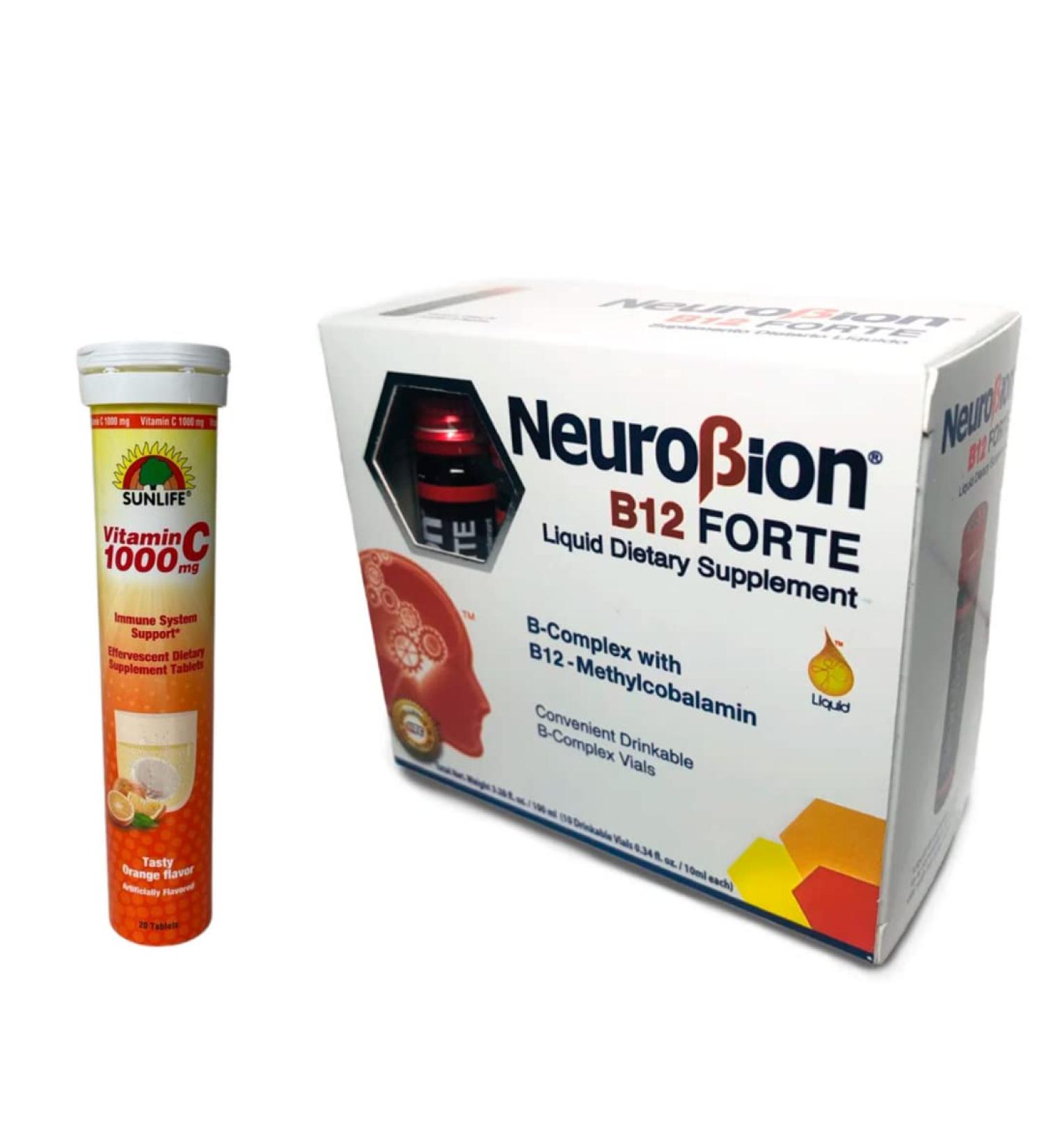 Neurobion B12 Forte Liquid + Sunlife Vitamin C 1000mg Combo- Immune System Boost - Buy Online on GoSupps.com