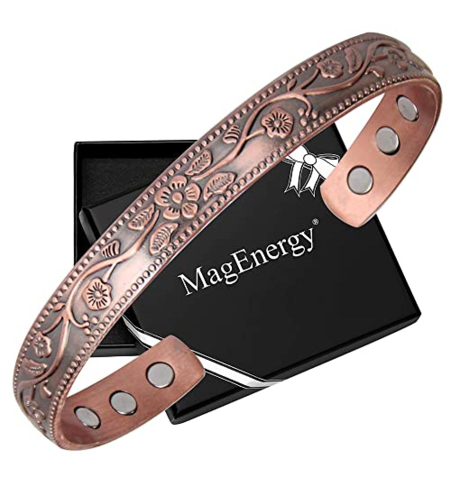 Magnetic Copper Bracelet for Women - Adjustable 6.5 inches - Beautiful Gift Box - Buy Online on GoSupps.com