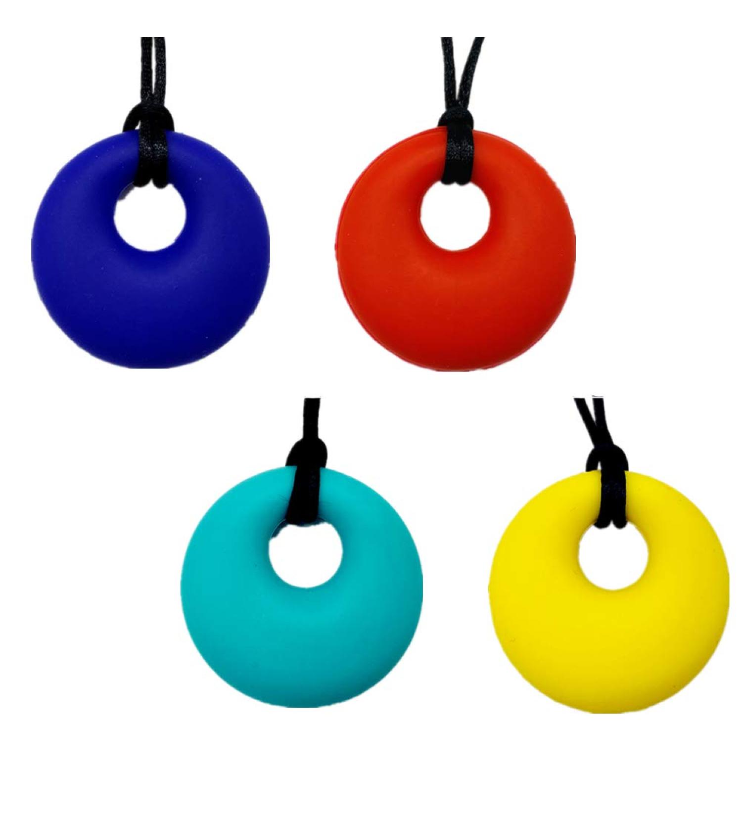 Ulvbabi 4-Piece Sensory Silicone Chew Necklace for Adults & Children | Durable Oral Bite Rings for Autism ADHD Teething & Soft Breastfeeding - Buy Online on GoSupps.com
