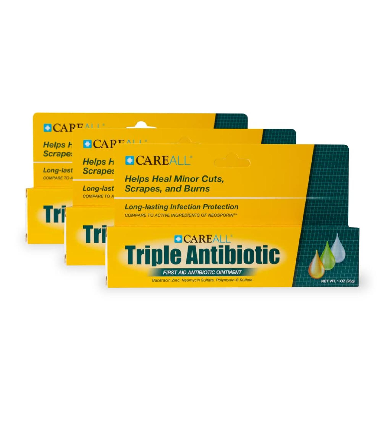 CareALL 1oz Triple Antibiotic Ointment - Pack of 3 | First Aid for Minor Scratches & Wounds | Prevents Infection - Compare to Leading Brand - Buy Online on GoSupps.com