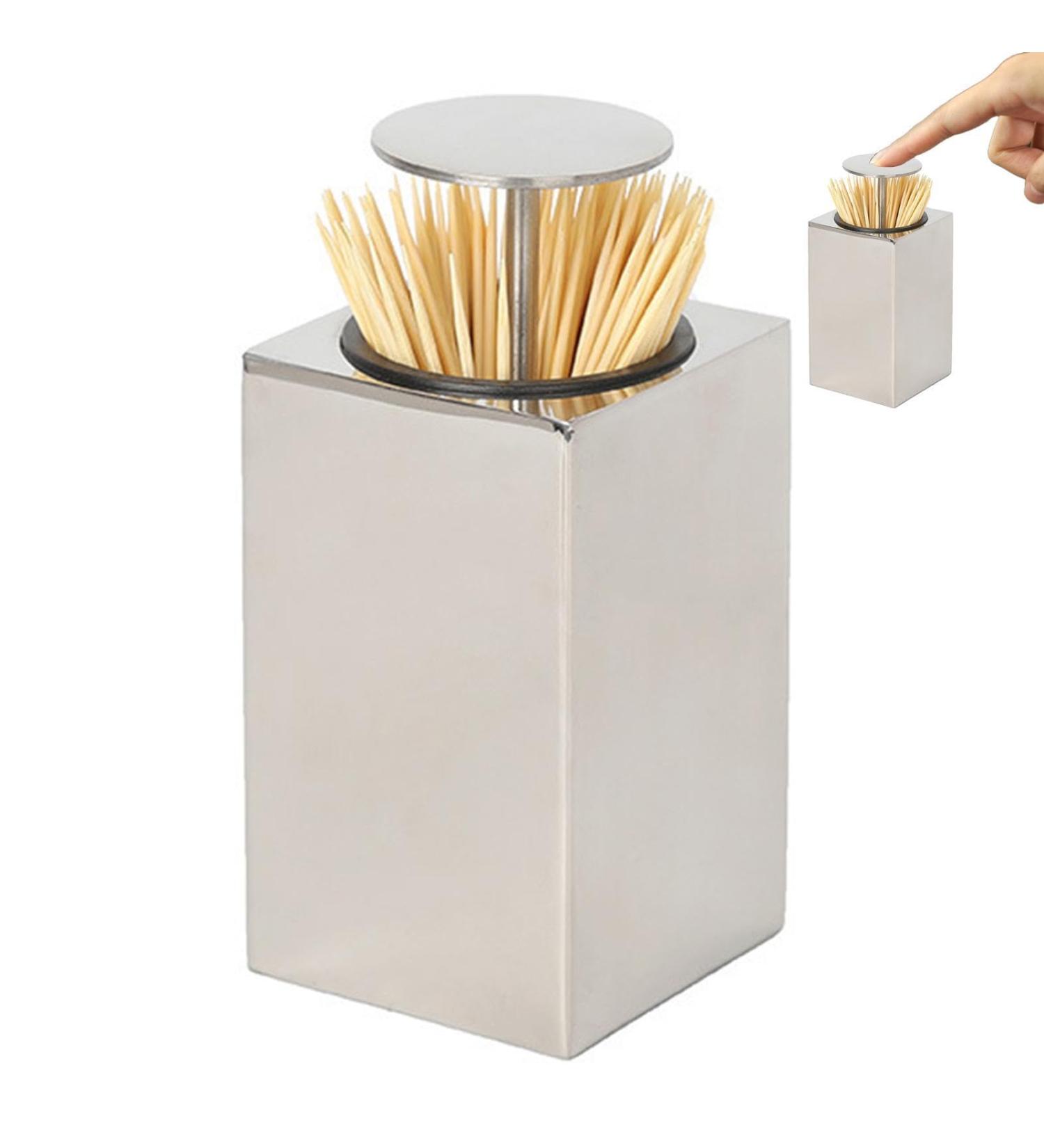 Rurunklee Automatic Stainless Steel Toothpick Box | Portable Pressing Holder for Caf s Hotels & KTV - Buy Online on GoSupps.com