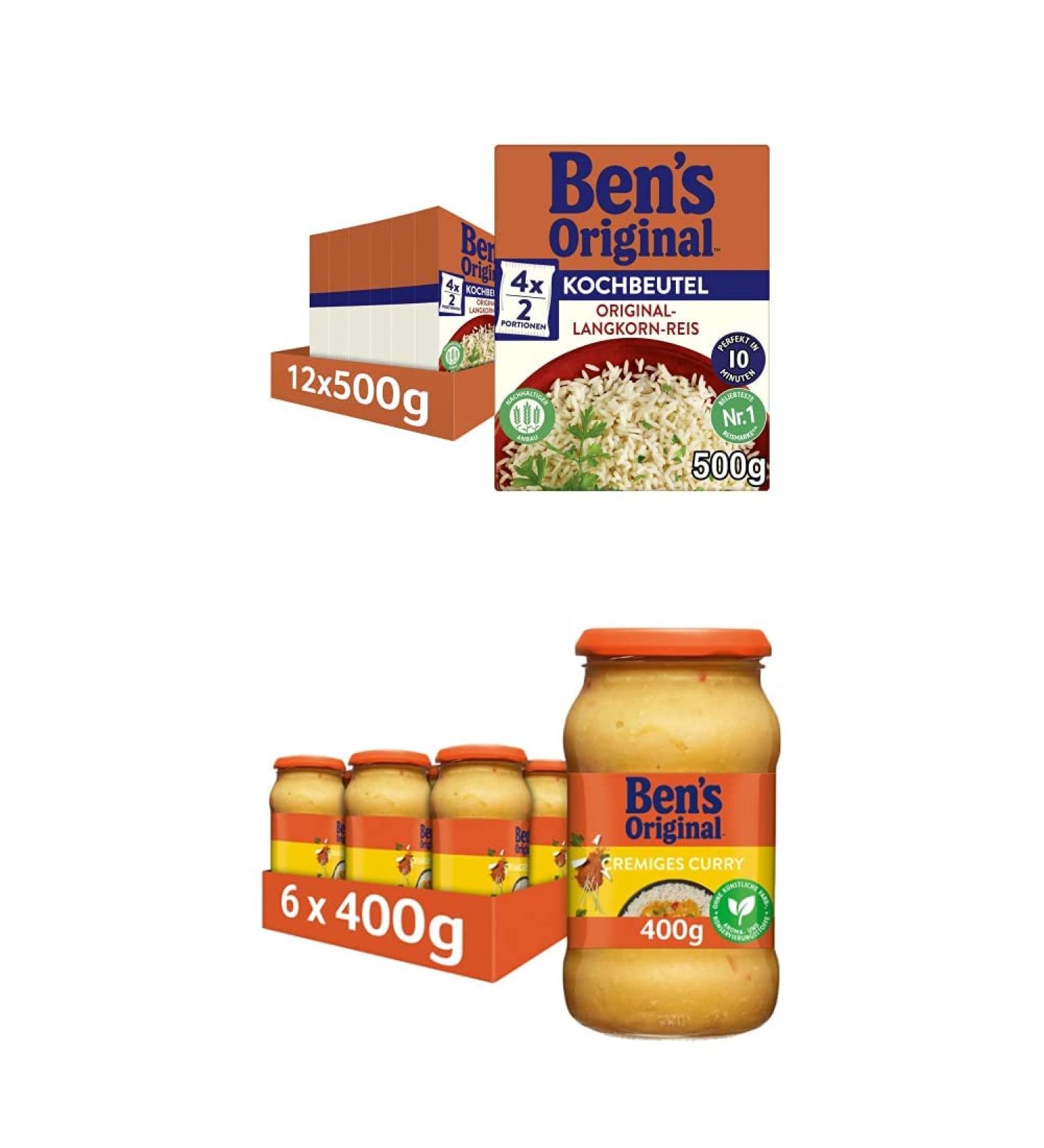 Buy Ben's Original Long Grain Rice & Creamy Curry Sauce - 18 Pack Multipack | Quick Cooking Bags for International Shipping - Buy Online on GoSupps.com