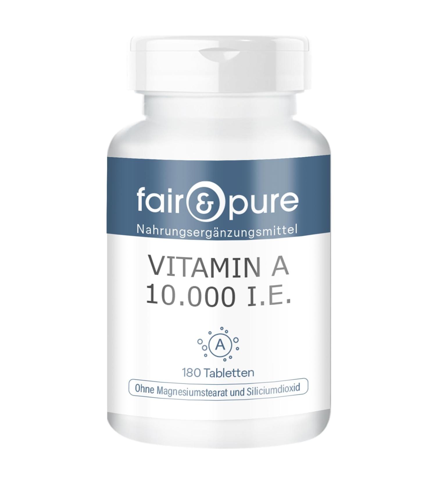 SoMatEm Fair & Pure vitamin A tablets 10000 IE 180 pieces 3000 g per tablet vegan food supplement without additives produced in Germany - Buy Online on GoSupps.com