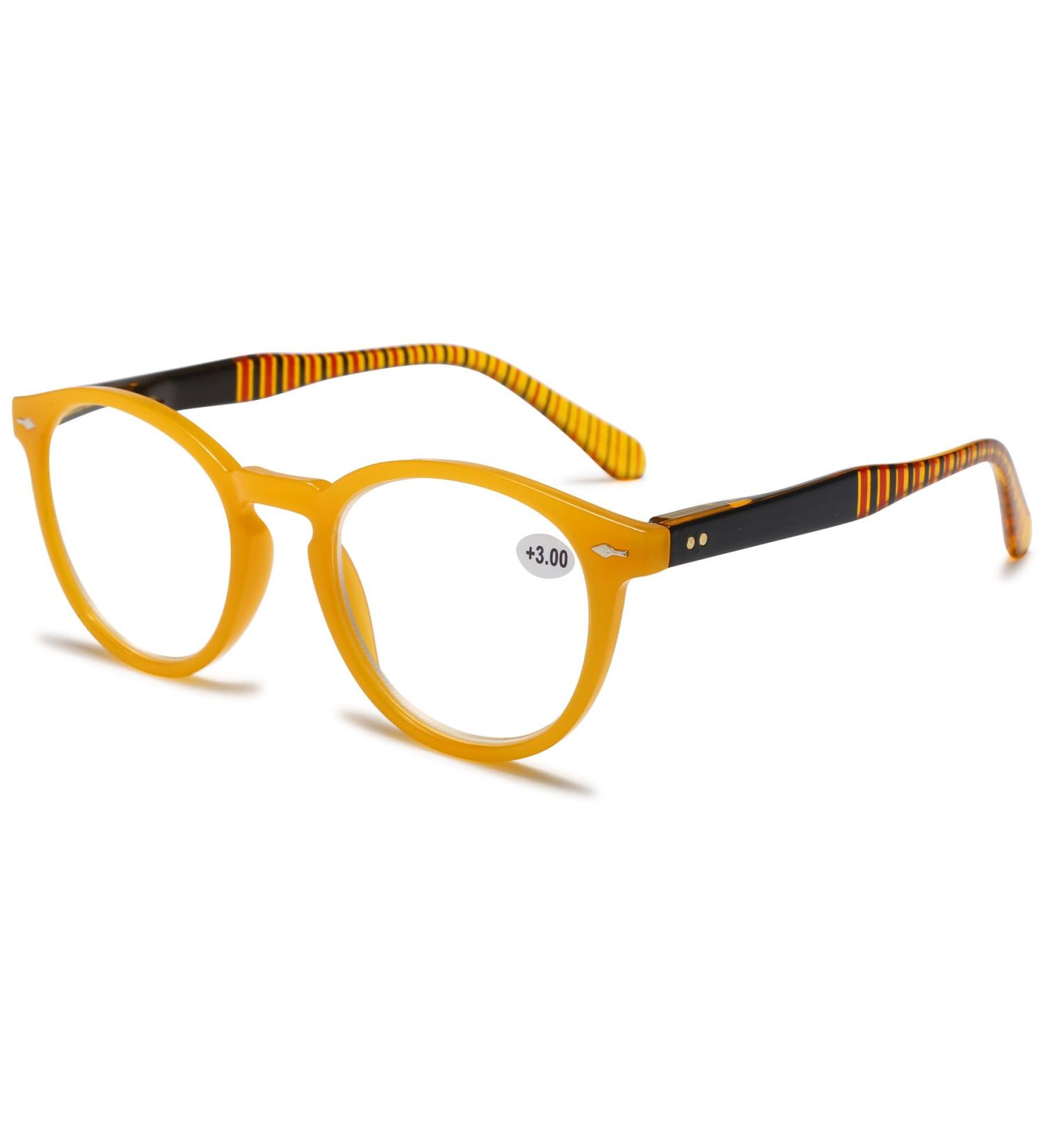 Lanomi Fashion Anti Blue Light Reading Glasses - Small Round Frame Spring Hinges Comfortable for Men & Women 1.0 to 4.0 Yellow 2.0x Visual Aid - Buy Online on GoSupps.com