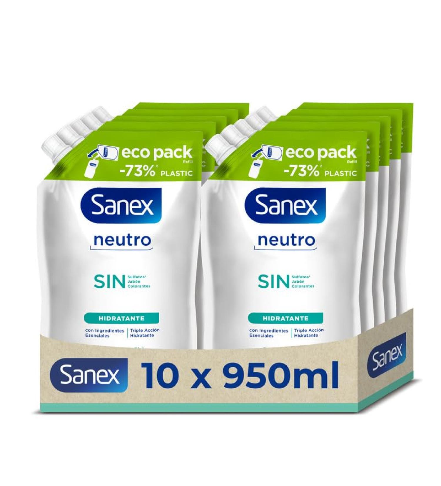  Sanex Sanex - Sanex Neutral Moisturizing Shower Gel Refill Pack of 10 x 900 ml | With essential ingredients | 0% sulfates* 0% soap and 0% colorants | Bath gel for all skin types | Long-lasting hydration - Buy Online on GoSupps.com