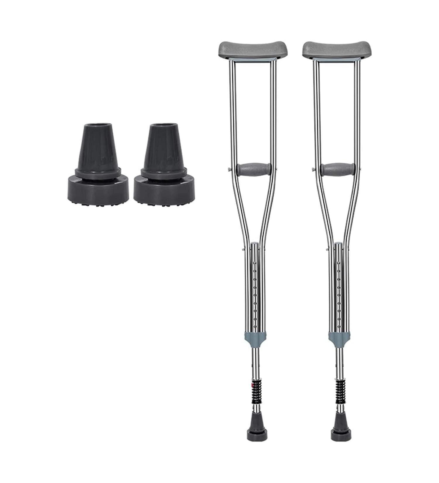 Safety Crutches Stainless Steel Crutches 2pcs Adult Underarm Canes with Spring Shock Absorbing Walking Sticks Adjustable Walking Cane Comfortable Independence Adult size 175-195cm - Buy Online on GoSupps.com