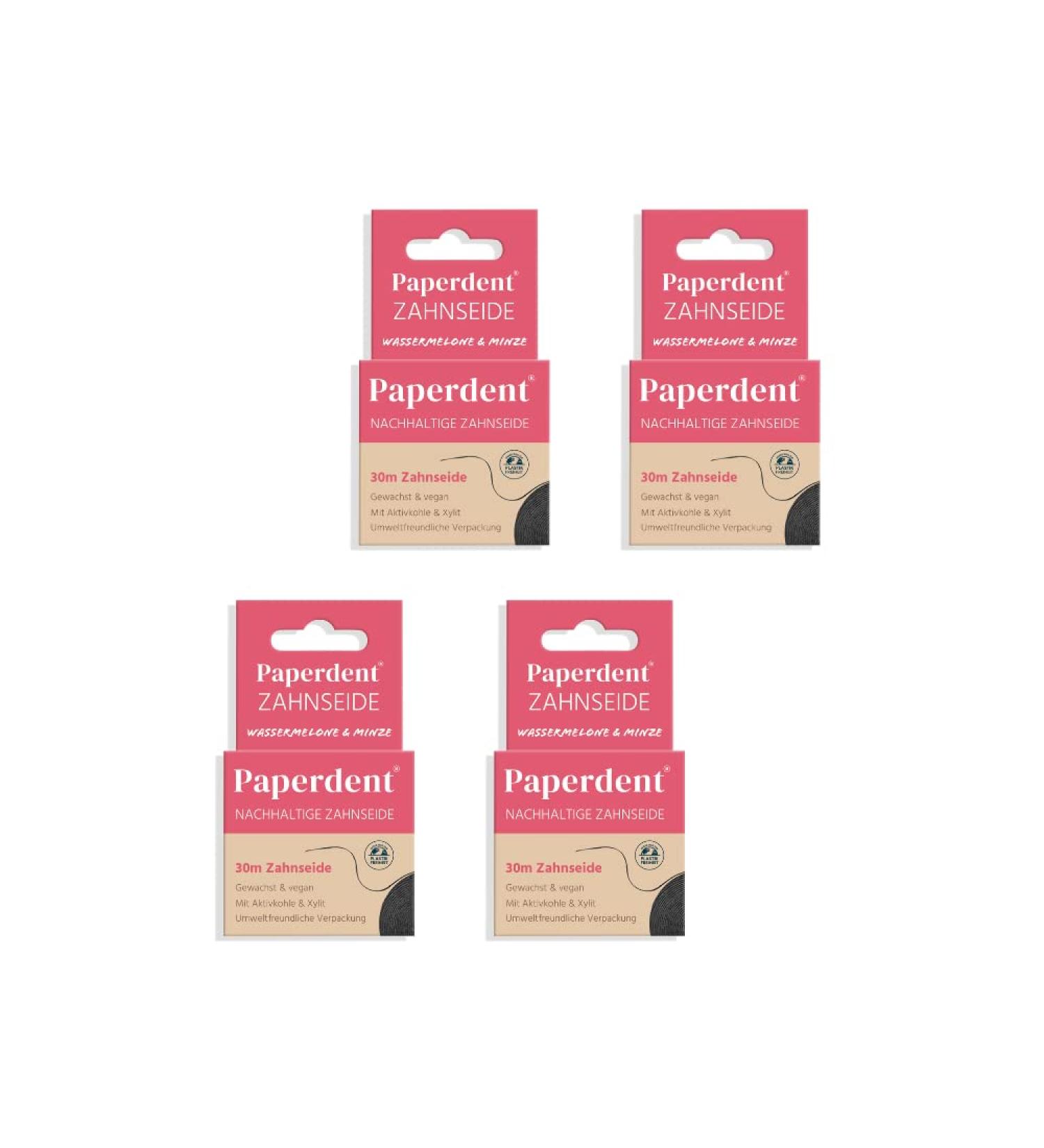 Buy Paperdent Set of 4 Vegan Dental Floss - Watermelon Mint Waxed & Eco-Friendly Packaging - Ships Internationally - Buy Online on GoSupps.com