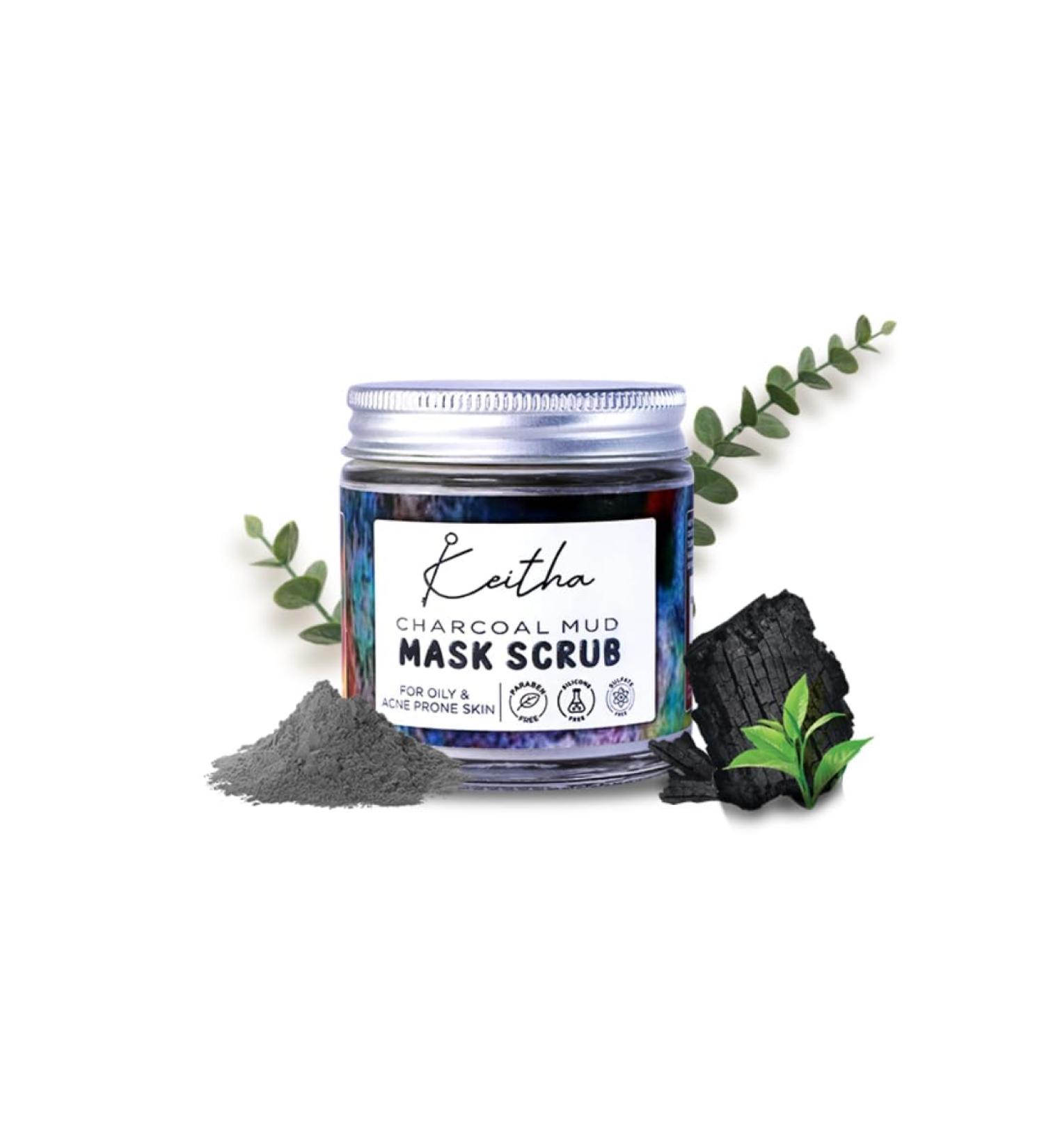 BEMT Charcoal Mud Mask & Exfoliating Scrub with Dead Sea Mud and Bamboo Charcoal Deep Cleansing & Purifying Face Mask for Men and Women 100 g - Buy Online on GoSupps.com