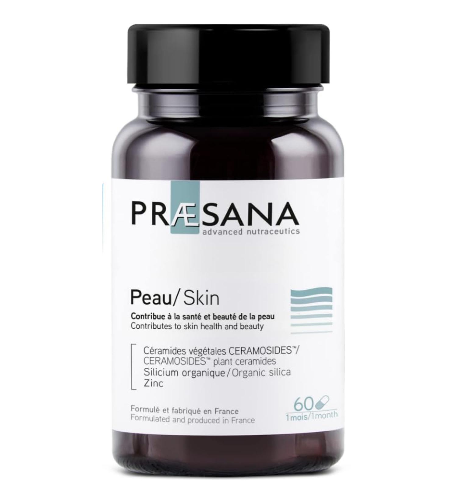 PRAESANA - Skin - Health and Skin Beauty - Food Supplement - 2 Capsules per day - 30 days program - Made in France - Buy Online on GoSupps.com