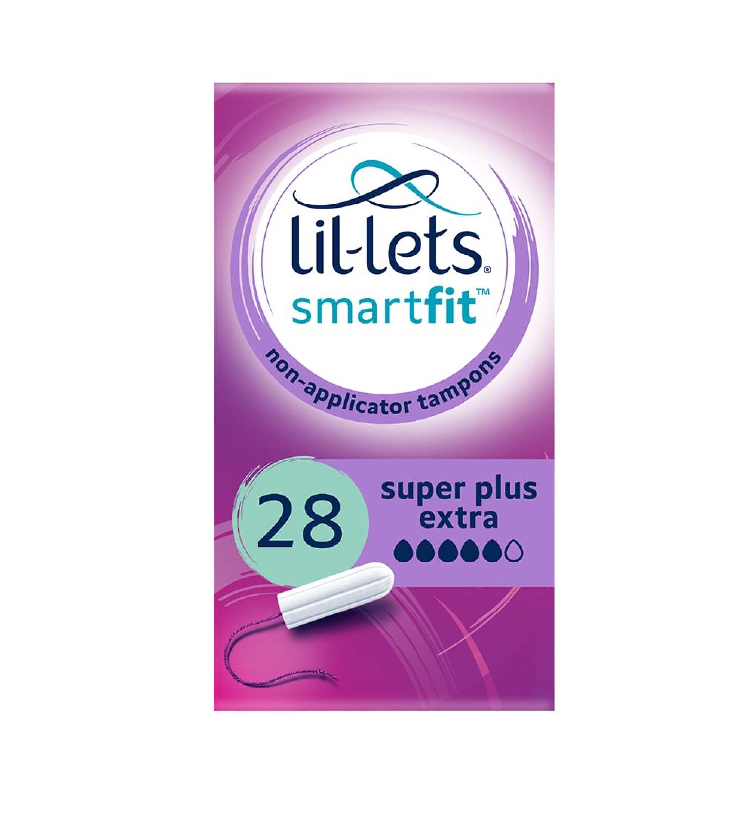 Lil-Lets Non-Applicator Super Plus Extra Tampons 28 Count (1 Pack) for Very Heavy Flow 5 Droplets Plant-Based SmartFit Non-App Tampon Size Super Plus Extra 28 Count - Buy Online on GoSupps.com