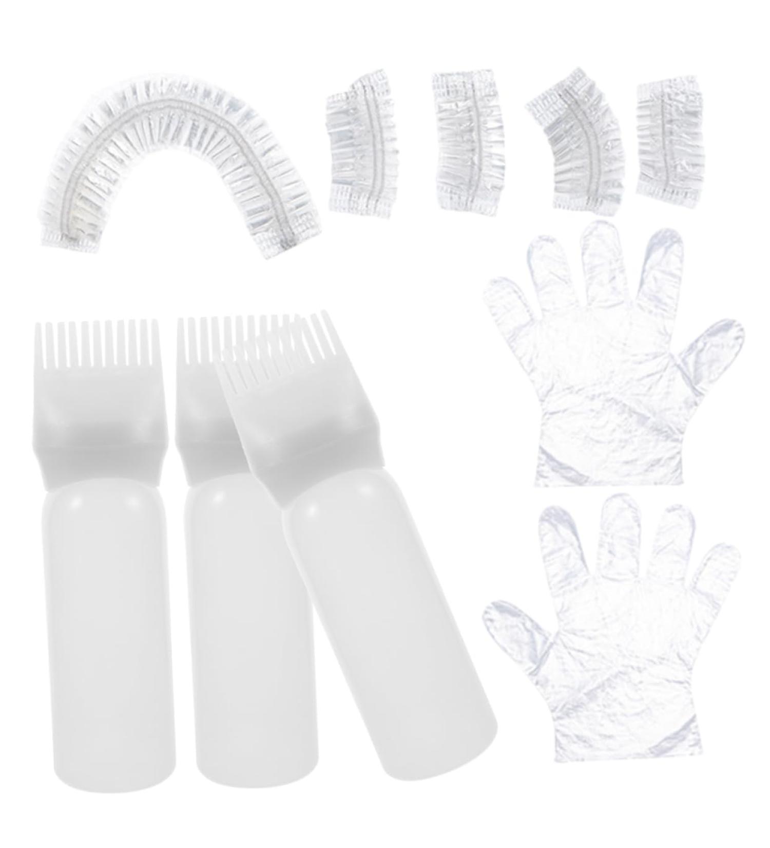 Amosfun 1 Set Hair Bleach Kit Root Comb Applicator Bottle Ear Protectors Shower Caps Clear Gloves Shower Cap Ear Muffs White Lecythus Portable 6.9x4.8cm White - Buy Online on GoSupps.com