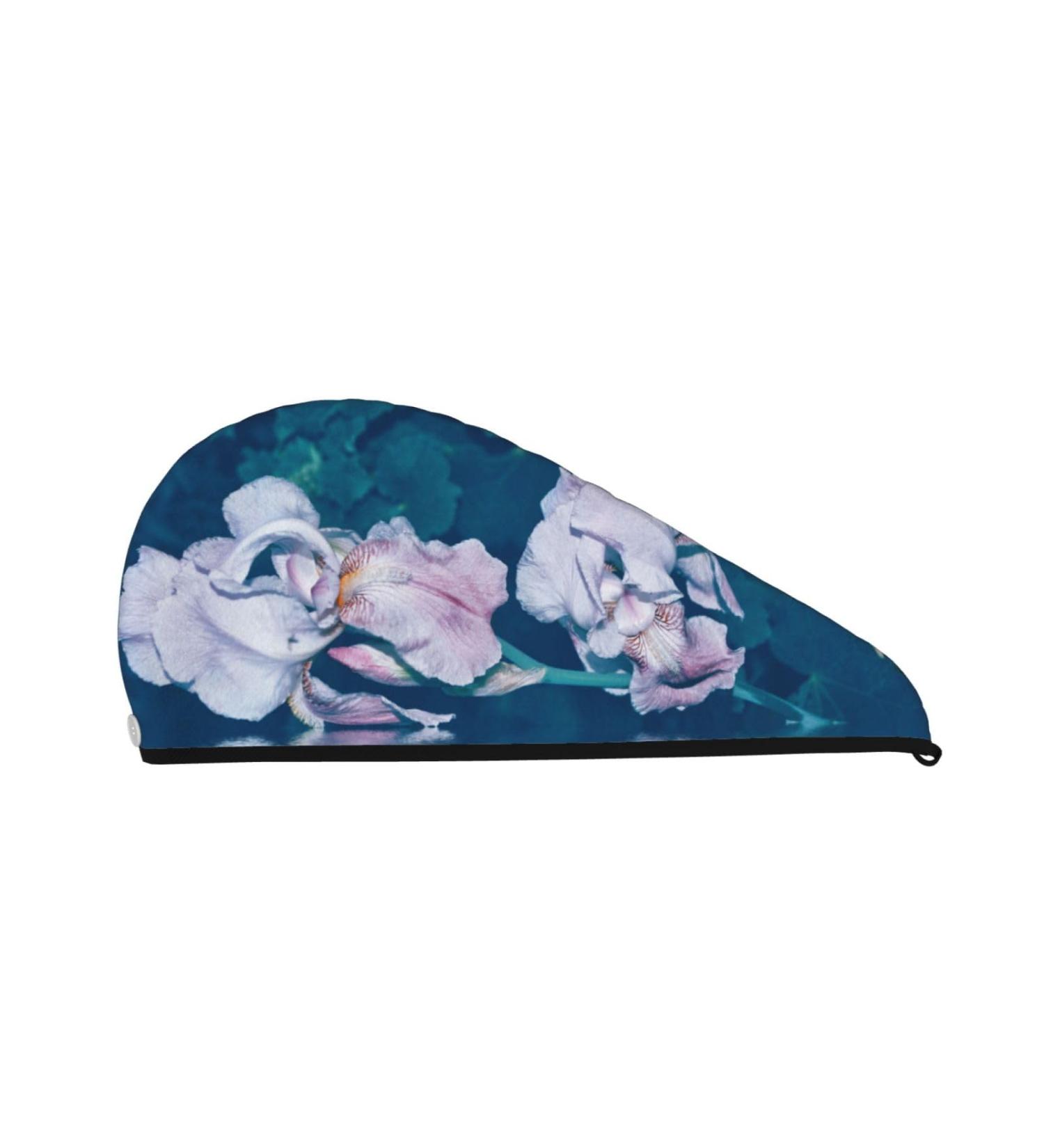 Bright Colorful Iris Flowers Microfiber Hair Towel - Soft Super Absorbent Quick Dry Hair Wrap for Long Curly & Thick Hair - Buy Online on GoSupps.com