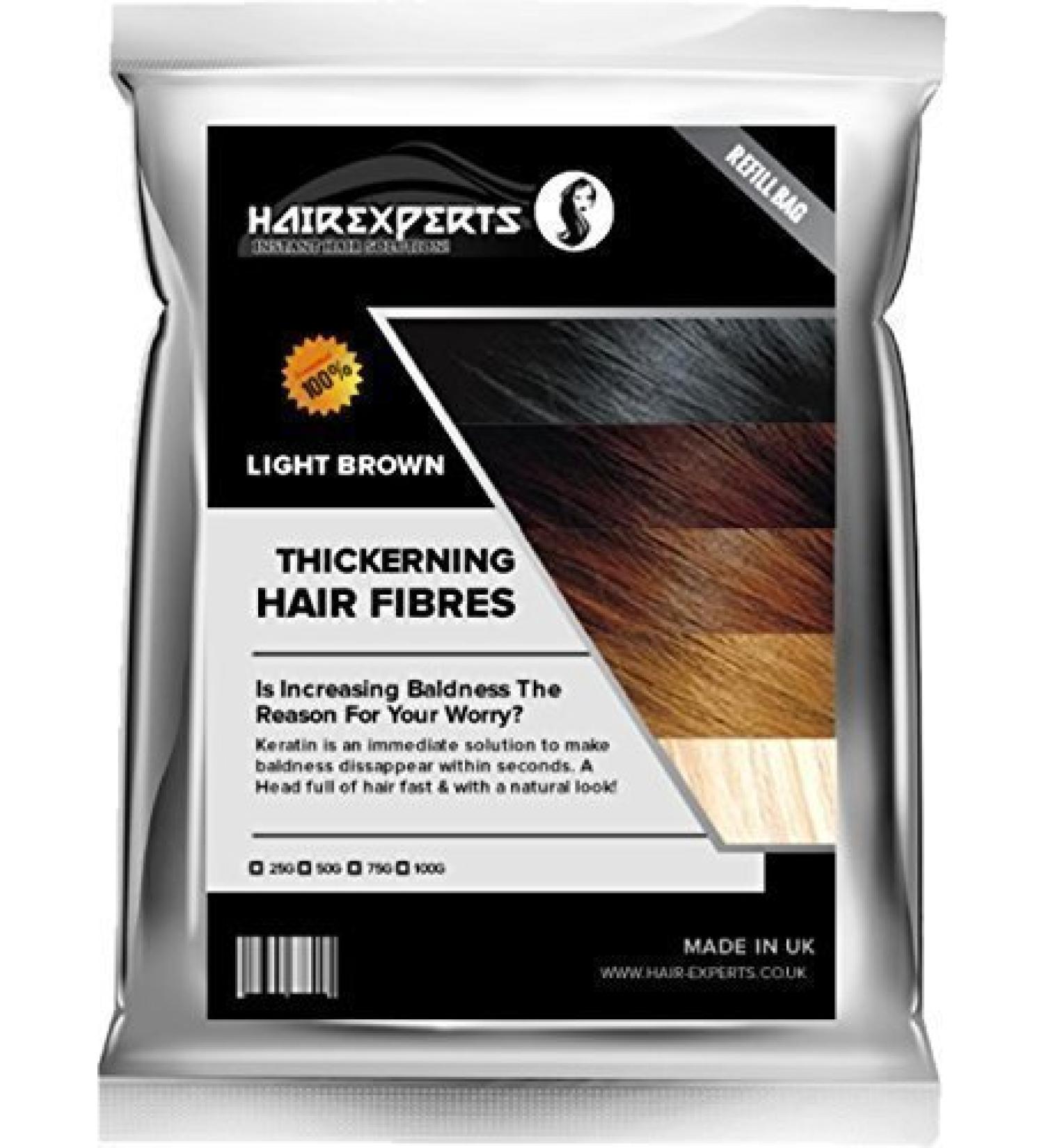 Cheveux ExpertsTM paississant Fibre Capillaire Fibre Recharge (Perte De Cheveux & Effiler Solution) - Marron clair 25g
