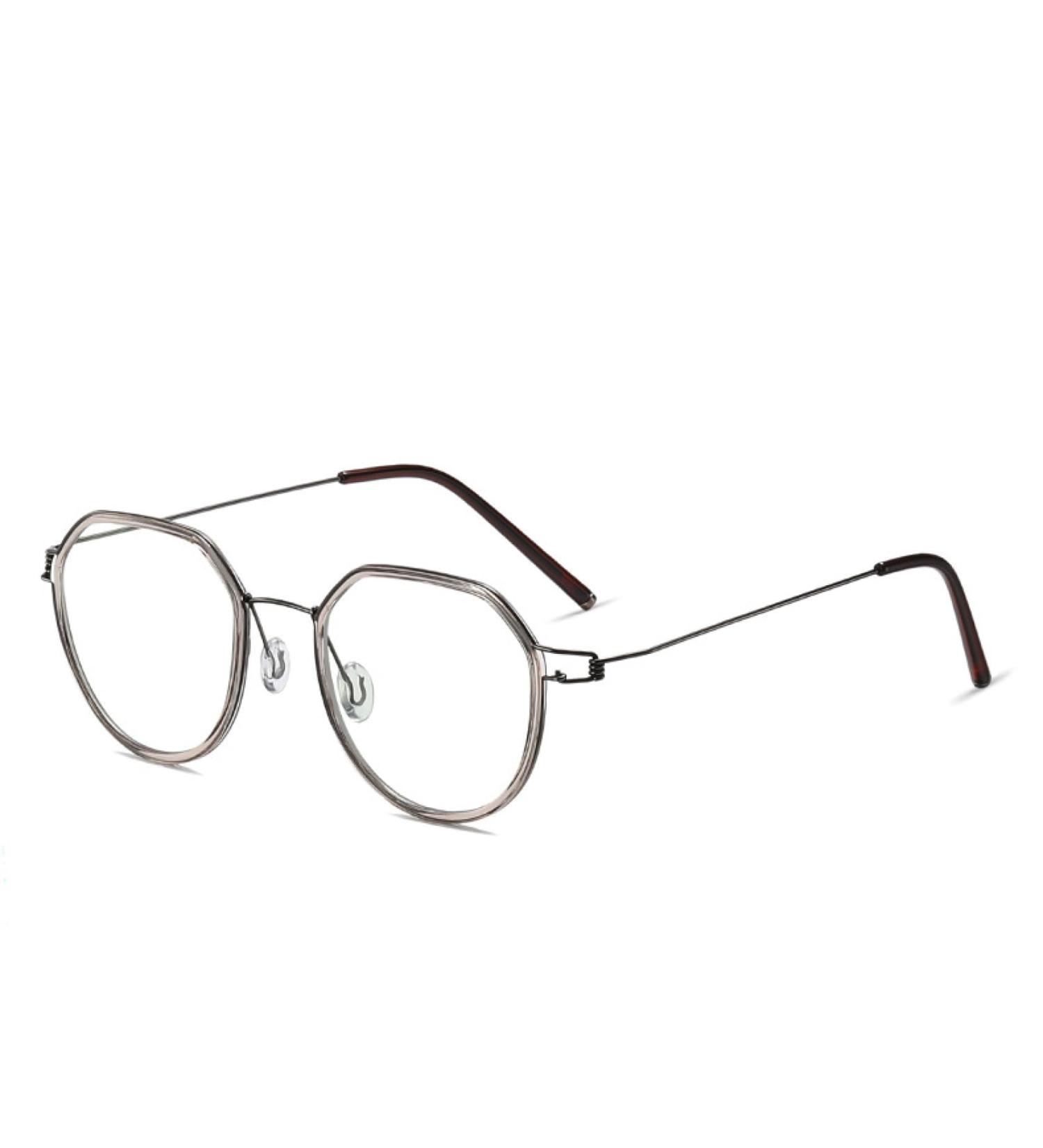 SERONI Polygon Blue Light Blocking Glasses for Men & Women - Anti UV Ray Computer & Reading Glasses in Khaki Tea Gray - 48mm - Buy Online on GoSupps.com