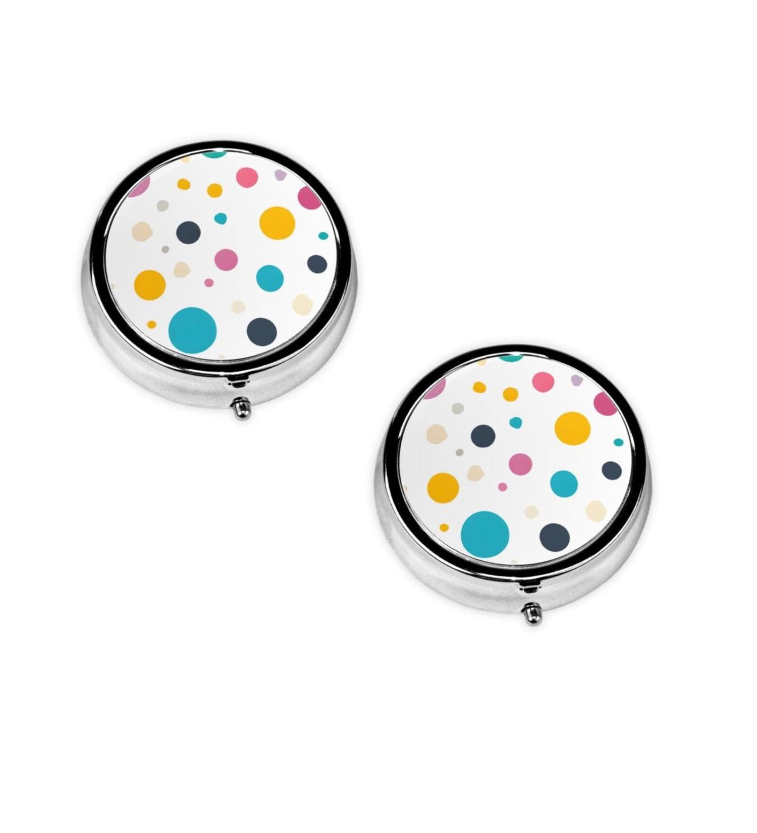 Beautiful Polka Dot Round Pill Box - 3 Compartment Portable Travel Organizer for Vitamins & Medicine - Buy Online on GoSupps.com
