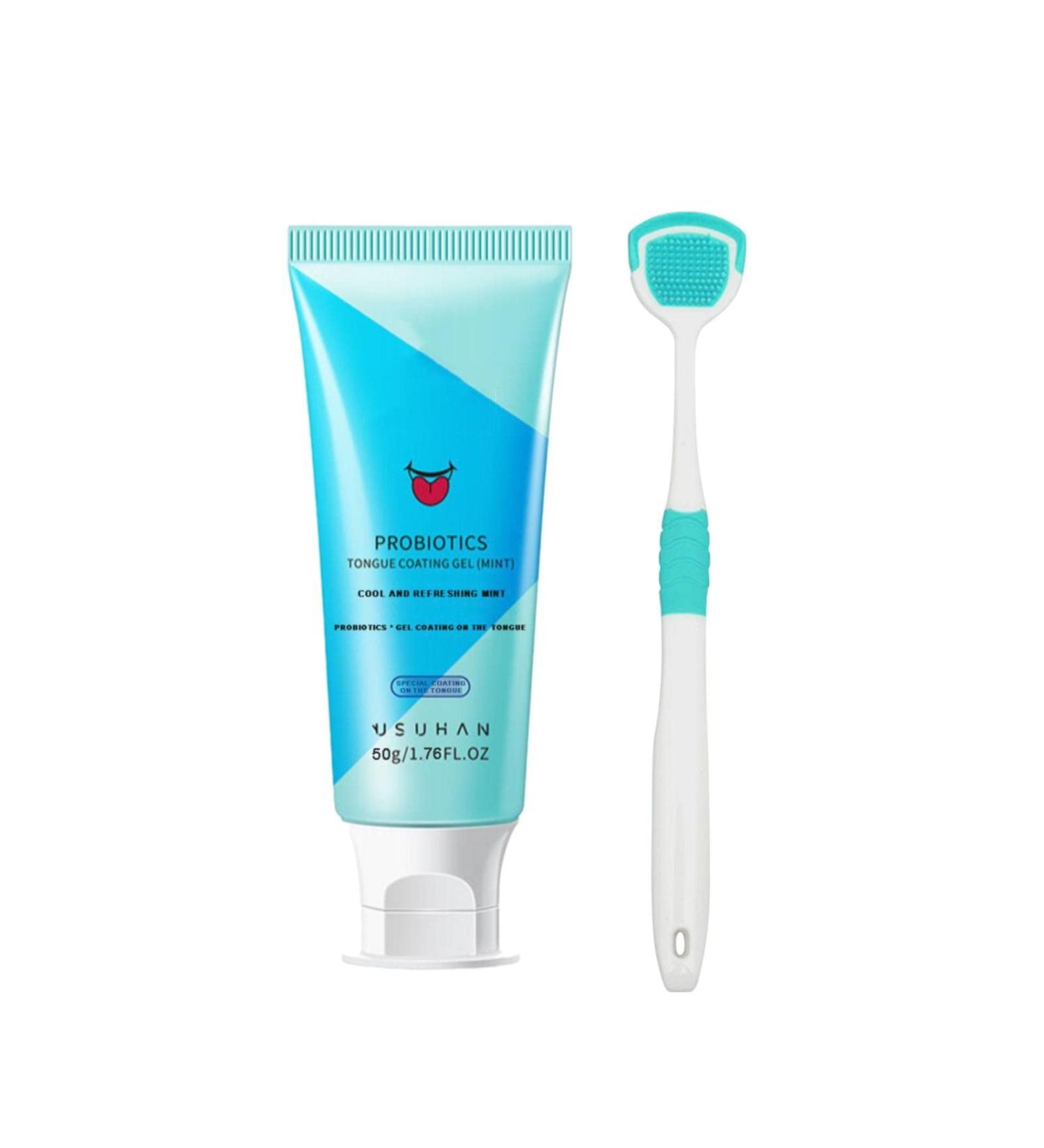 Oral Hygiene Brush & Tongue Cleaning Gel Set - Perfect Mother's Day Gift for Fresh Breath | Reusable Tongue Scraper & Tooth Cleaning Kit (Sky Blue One Size) - Buy Online on GoSupps.com