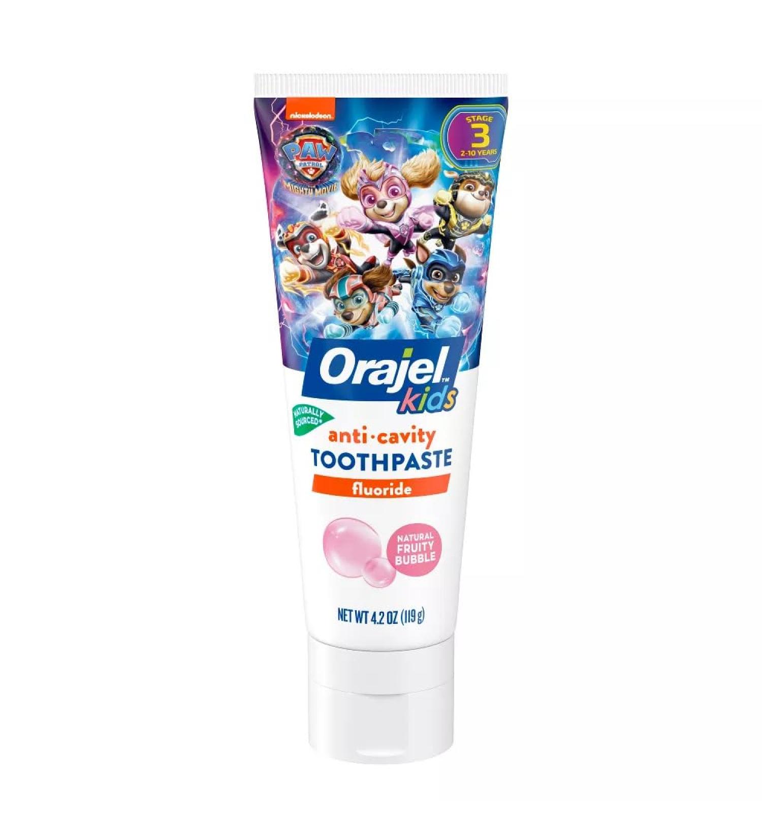 Orajel Kids Paw Patrol Anticavity Fluoride Toothpaste Natural Fruity Bubble Flavor 4.2oz Fruity Bubble 12.6 Ounce (Pack of 1) - Buy Online on GoSupps.com