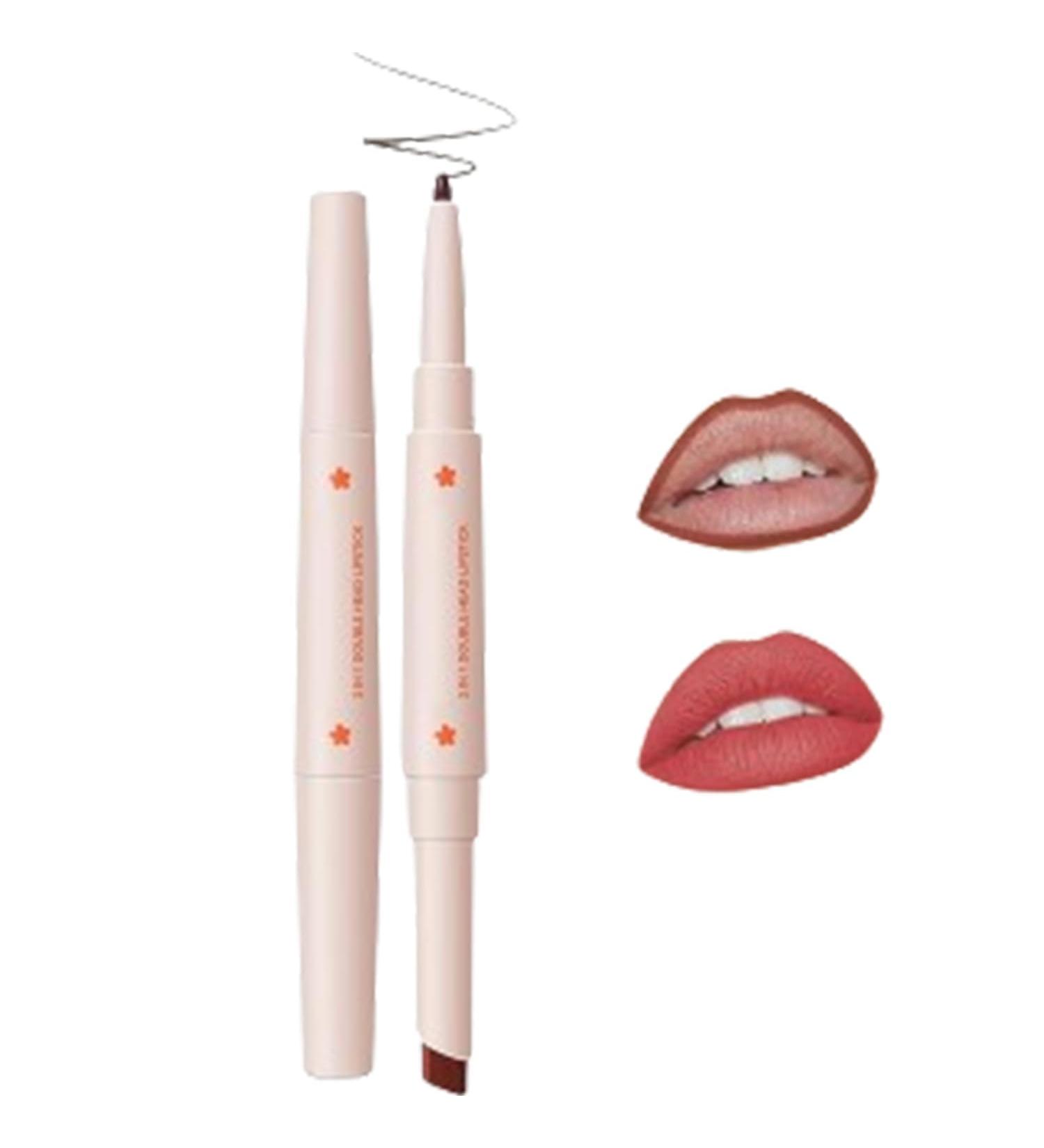 2 in 1 Double Head Lipstick and Lip Liner Set for Women Waterproof Lip Pencil and Lipstick Set Long Lasting Matte Velvet Lipstick Lipstick Set - Buy Online on GoSupps.com