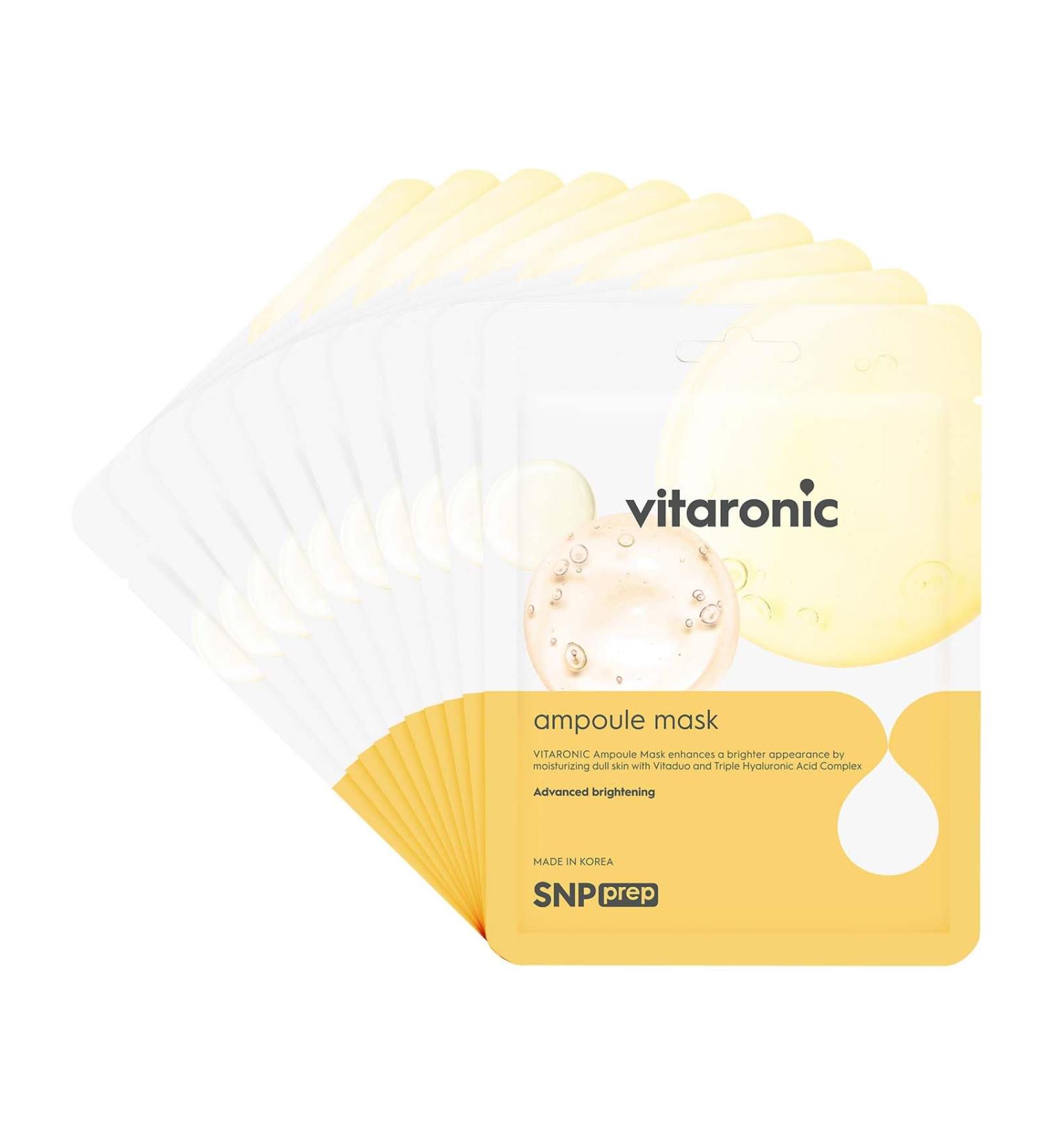 SNP PREP Vitaronic Ampoule Sheet Mask - Nourishing & Brightening Face Masks with Vitamins B C D E | Korean Skincare | 10 Sheets for All Skin Types - Buy Online on GoSupps.com