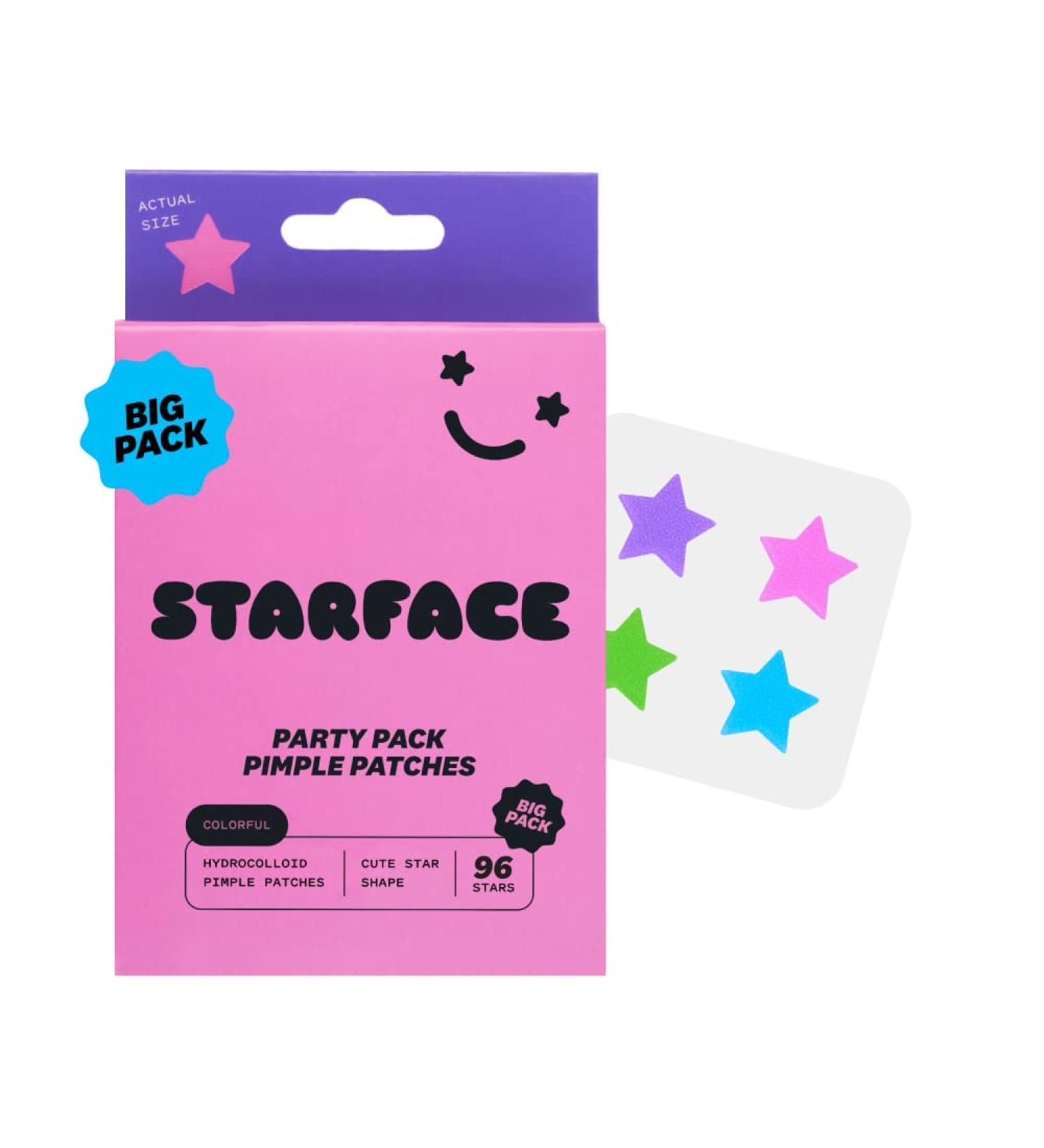 Starface Party Pack Hydro-Stars - 96 Colorful Hydrocolloid Pimple Patches for Absorbing Fluid and Reducing Inflammation - Cute Star Shape - Colorful Party Pack - Buy Online on GoSupps.com