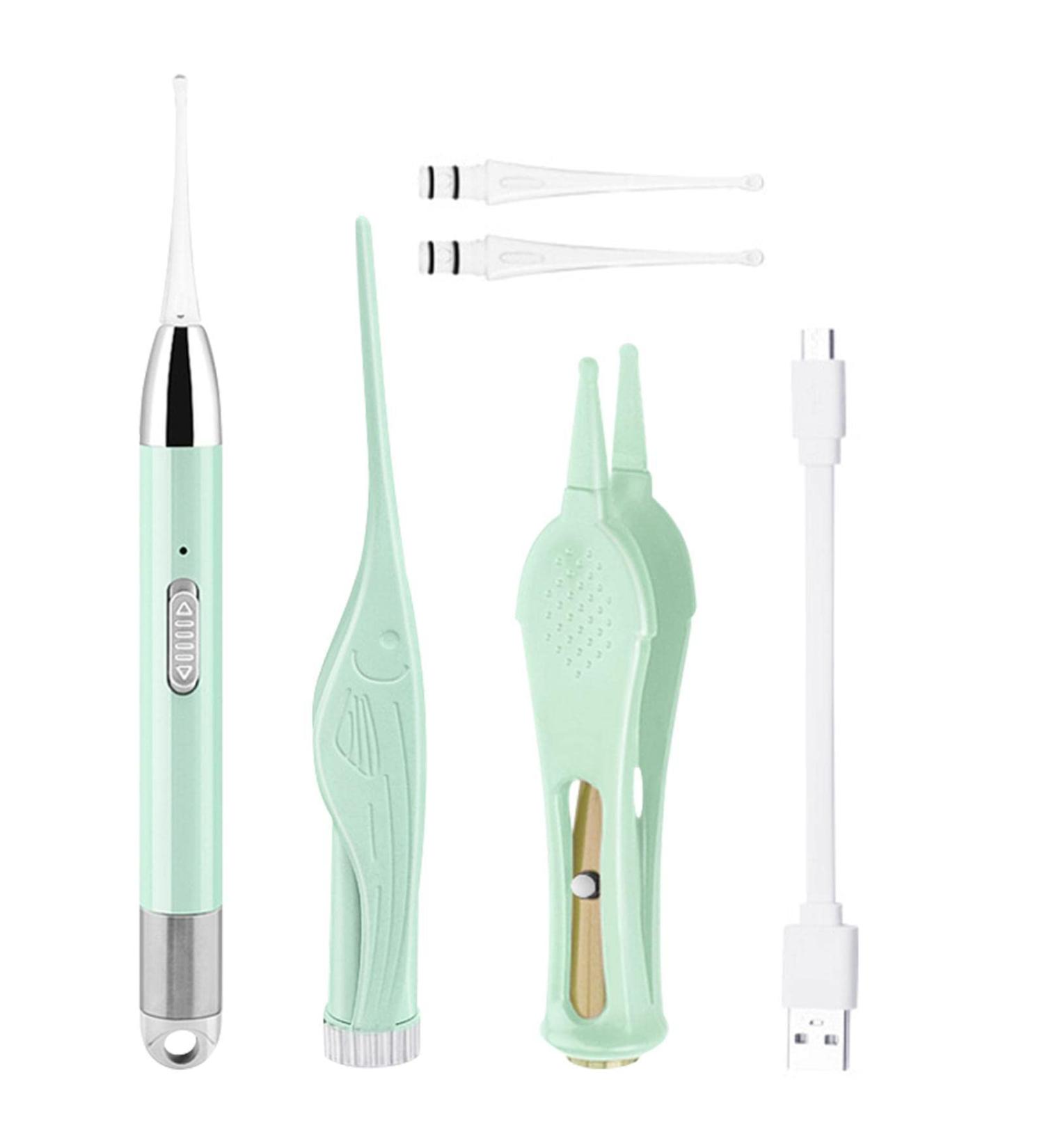 Earwax Remover Tool Ear Wax Picker Rechargeable Cleaning Spoon with Light - Visible Earwax Removal Curette for Home Spa Salon Children Adults Fulenyi Matcha Green - Buy Online on GoSupps.com