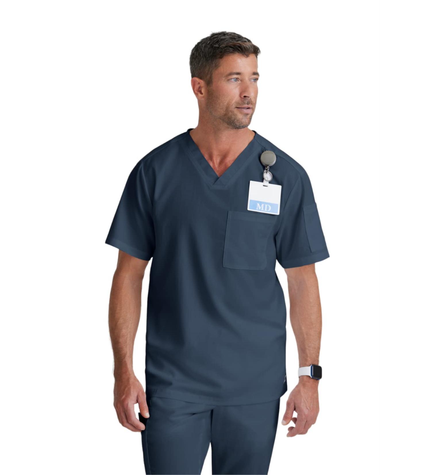 BARCO Grey's Anatomy Scrubs Evan Lapover V-Neck Men's Scrub Top, Big Steel - 3X-Large - Buy Online on GoSupps.com