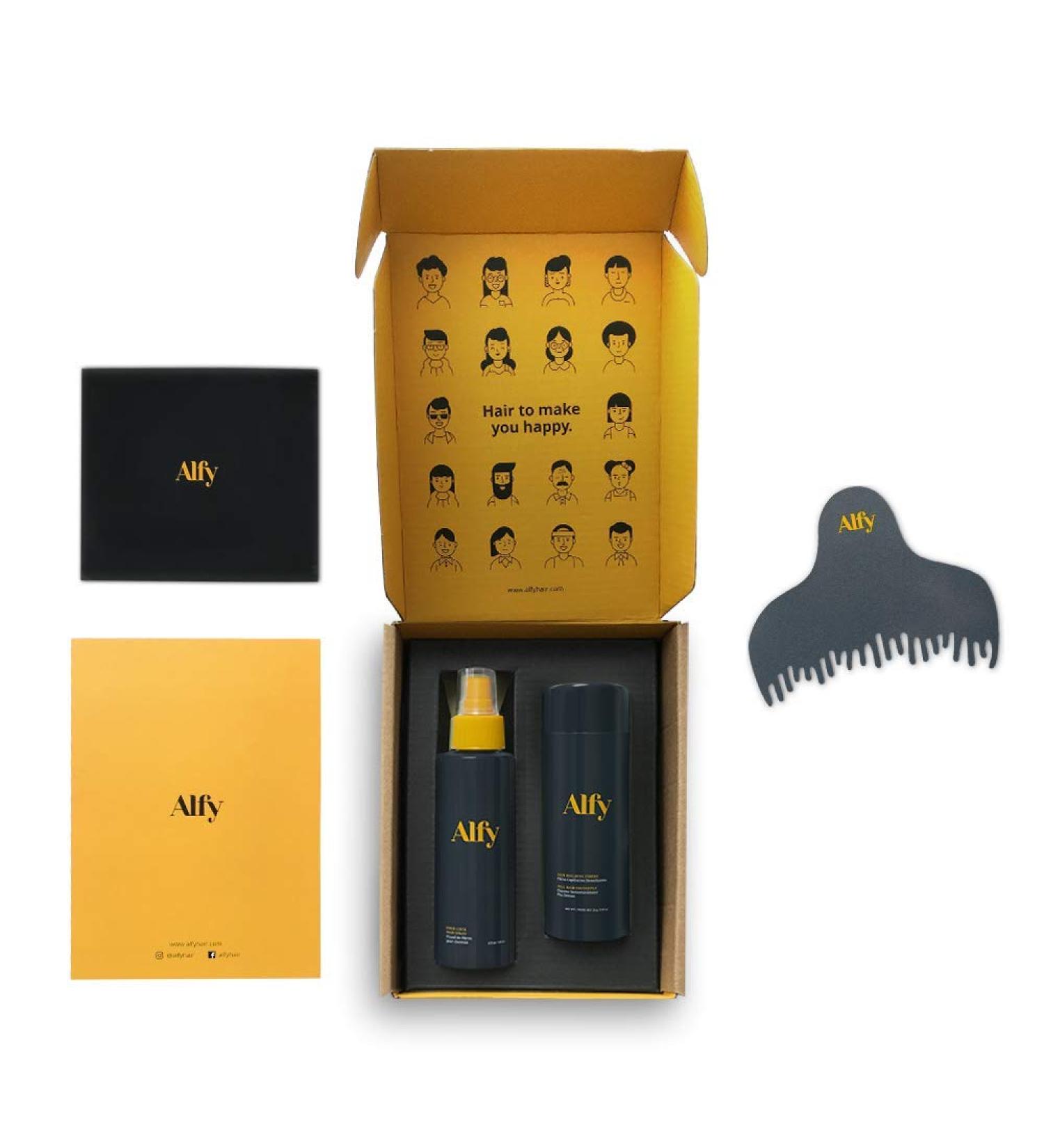 Alfy Starter Kit - Premium Hair Fibers for Thinning Hair | Keratin Hair Building for Men & Women | Conceal Bald Spots - Dark Brown - Buy Online on GoSupps.com