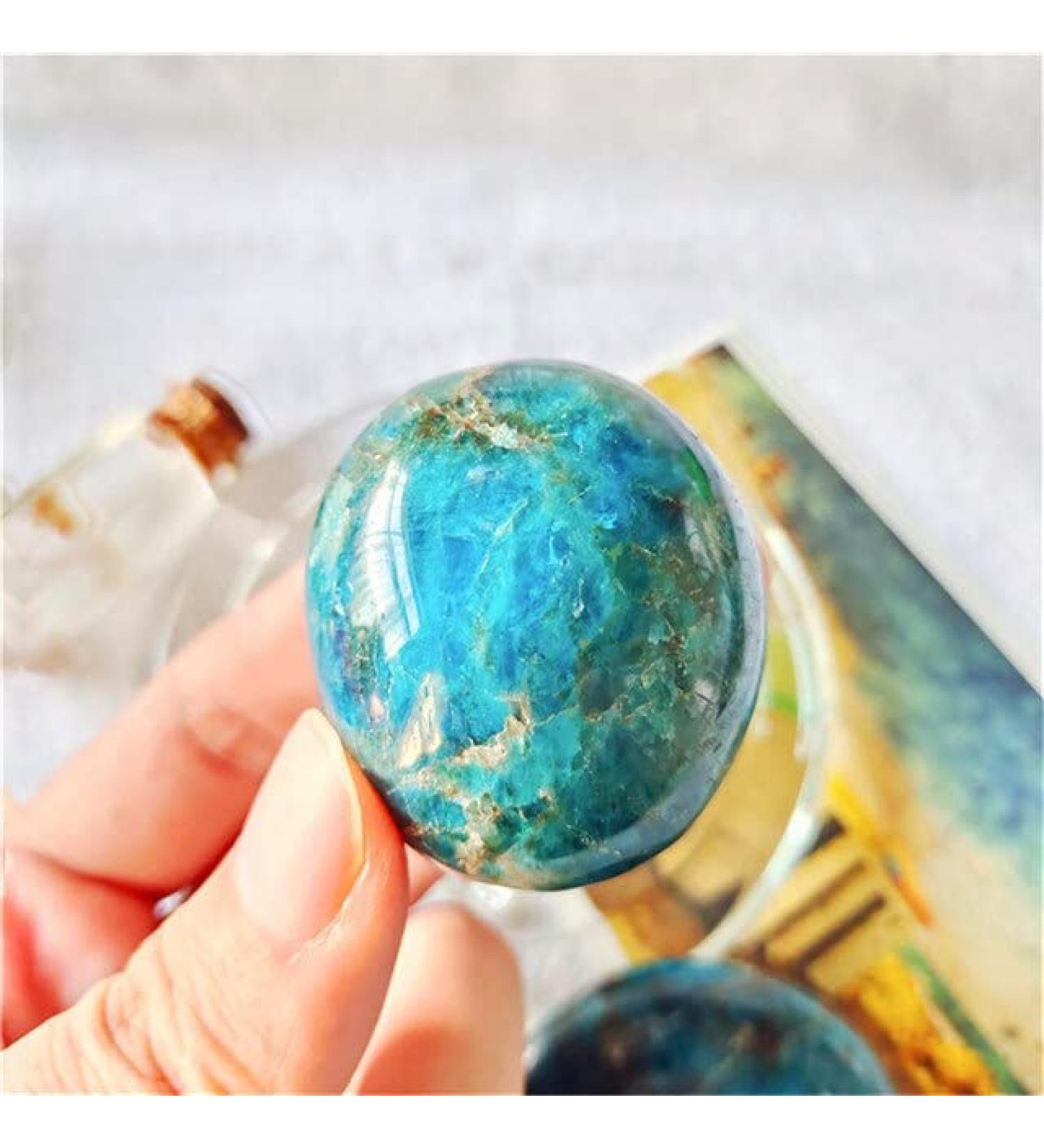 Natural Polished Gemstones Blue Apatite Palm Crystal Stones for - (Color: Blue Apatite Size: 40-70mm) Full of Texture - Buy Online on GoSupps.com