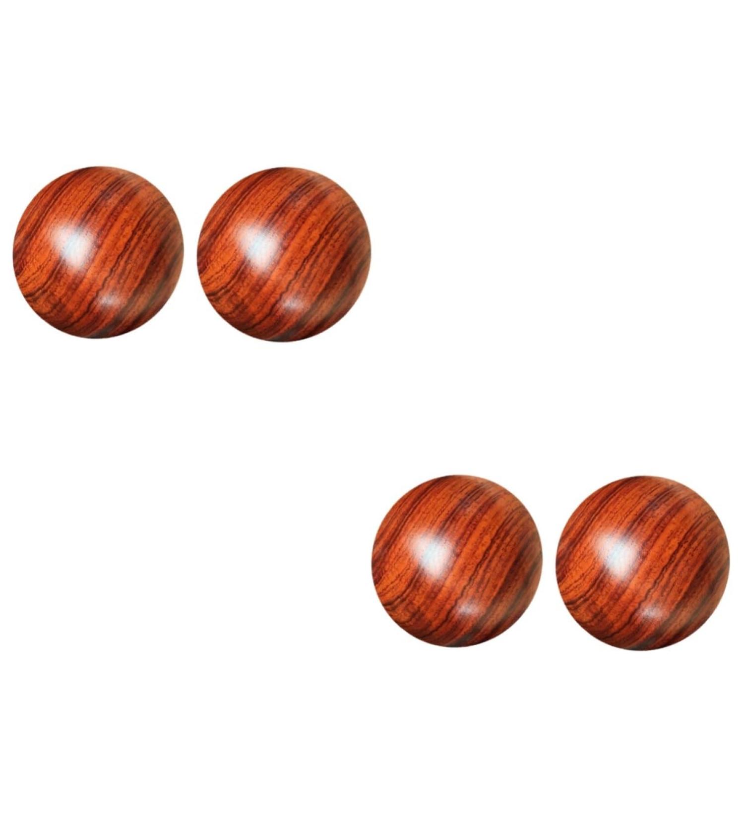 Lurrose 4-Piece Solid Wood Massage Balls - Chinese Health Stress Balls for Exercise & Relaxation - Buy Online on GoSupps.com