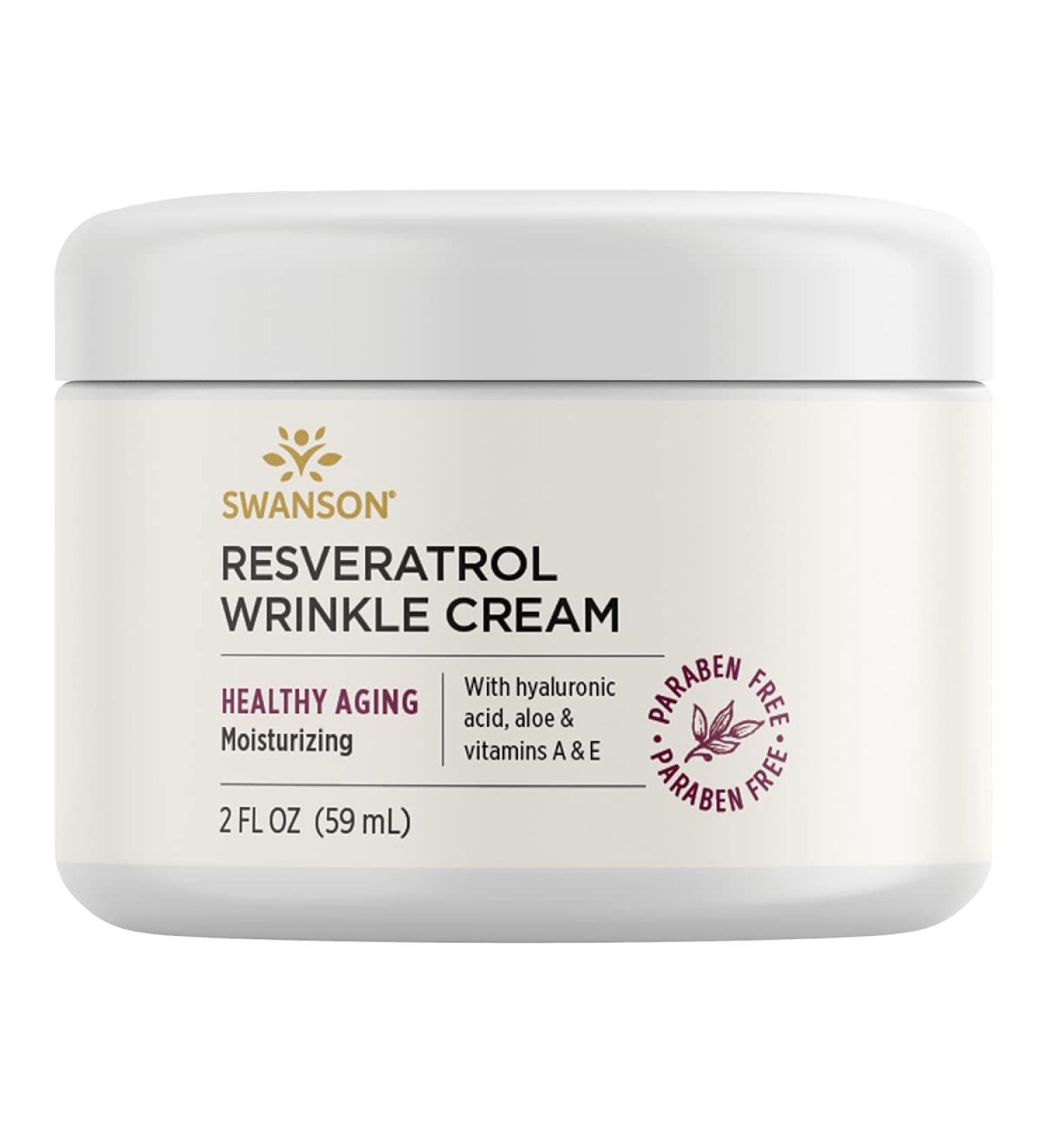 Swanson Resveratrol Wrinkle Cream with Hyaluronic Acid - Anti-Aging Moisturizer for Youthful Skin - 2 fl oz (59 ml) - International Shipping Available - Buy Online on GoSupps.com