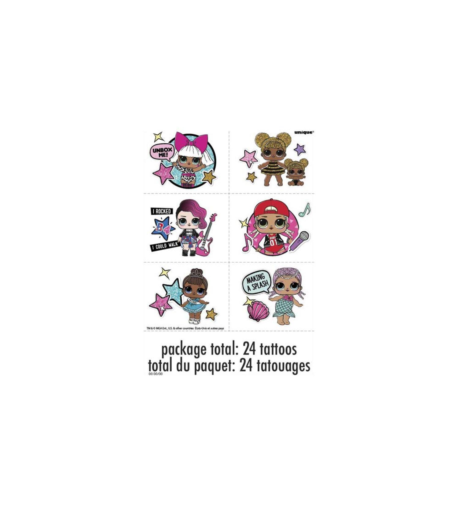 LOL Surprise Party Temporary Tattoos - Assorted Designs (24 Pcs) | Fun & Colorful Tattoos for Kids' Parties - Buy Online on GoSupps.com
