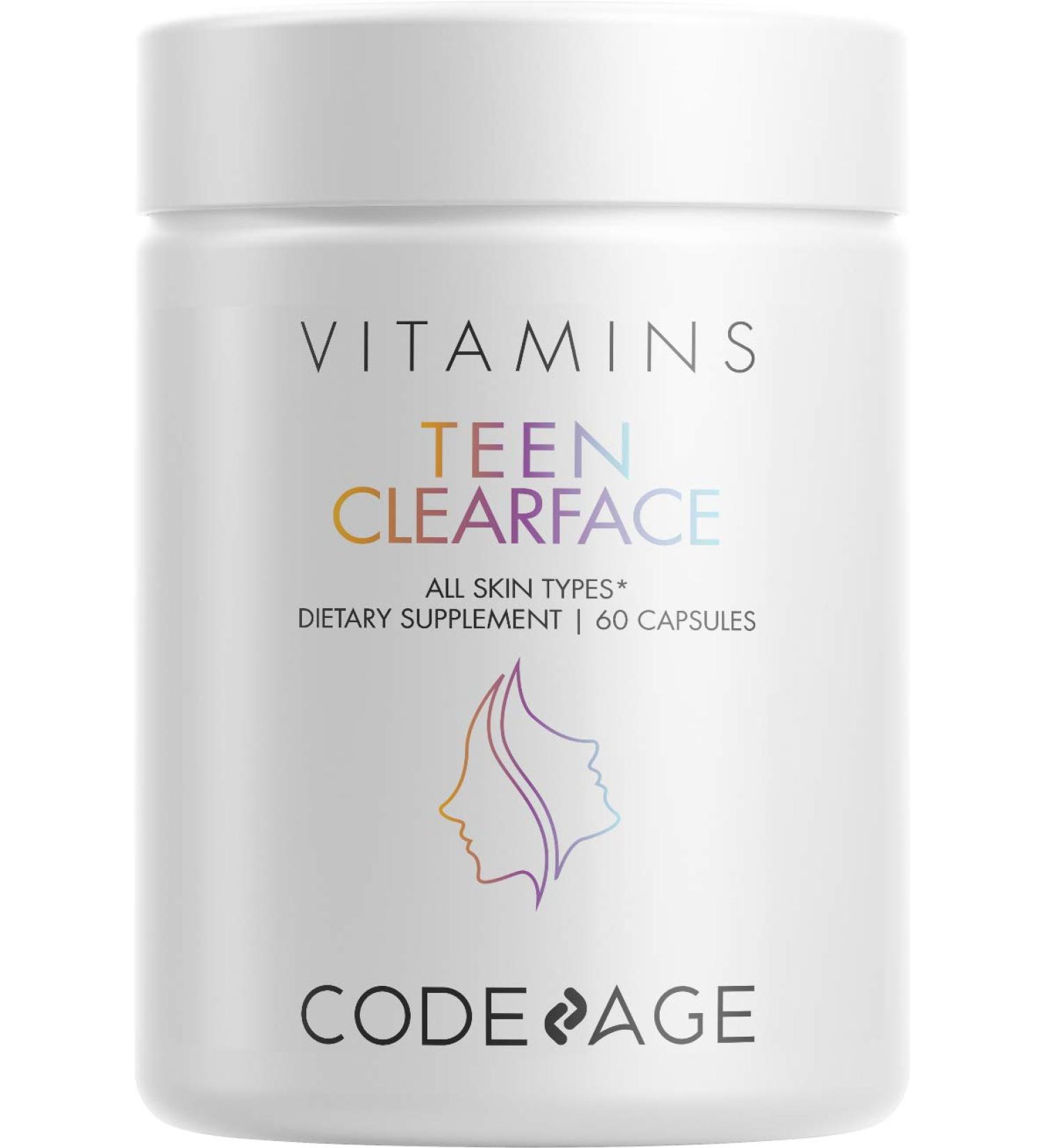 CodeAge Teen Clearface Vitamins - 60 Capsules for All Skin Types - Buy Online on GoSupps.com