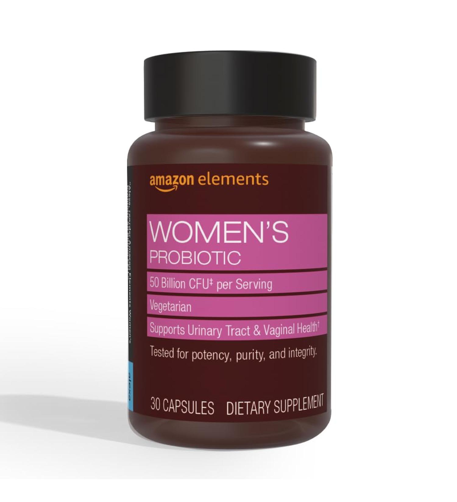 Amazon Elements Women's Probiotic 50 Billion CFU 7 Strains Blend Supports Urinary & Vaginal Health 30 Capsules 30 Count (Pack of 1) - Buy Online on GoSupps.com