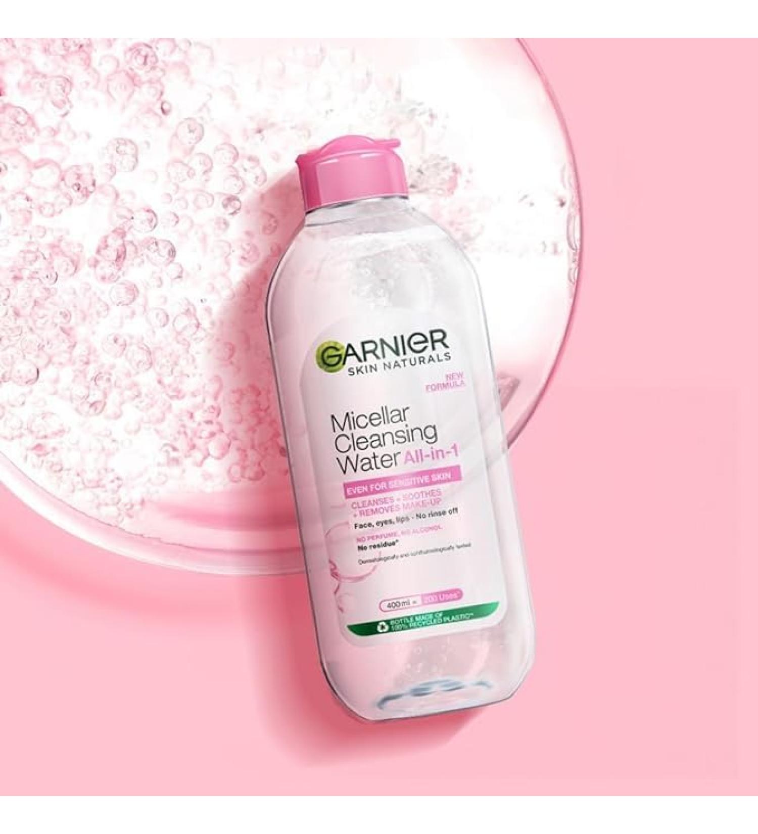 G.ar_ni.er Micellar Cleansing Water - Vegan Gentle Cleanser & Makeup Remover for All 400ml - 100% Dirt & Pollution Removal - Buy Online on GoSupps.com