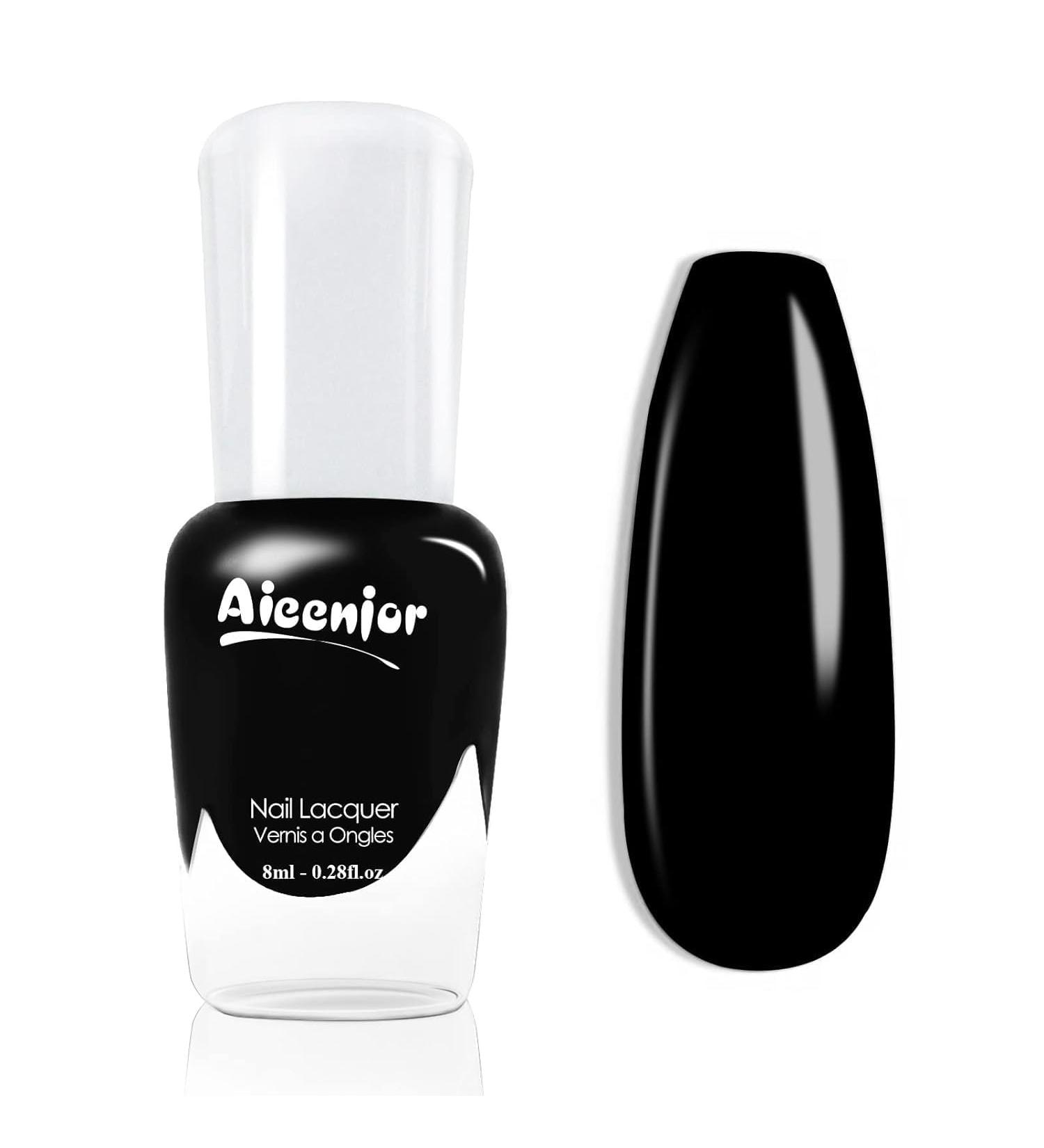 Black Nail Polish - Classic Water-Based Low Odor Non-Toxic Chip-Resistant Shine for Formal Occasions | 0.28 Fl Oz - Buy Online on GoSupps.com