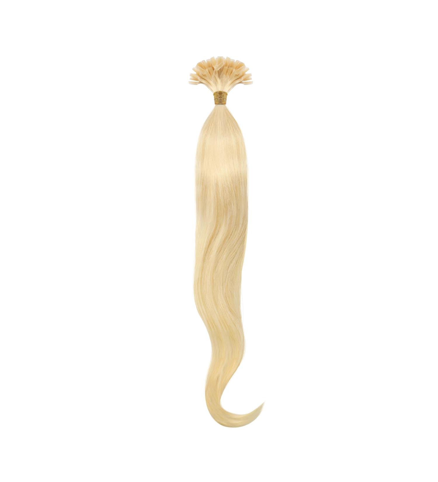 Beauty7 DIY Hair Extensions - 50 PC Remy Real Hair U-Tips 20 Inch Platinum Blonde #60 - 50cm Bonding Hair Extensions - Buy Online on GoSupps.com