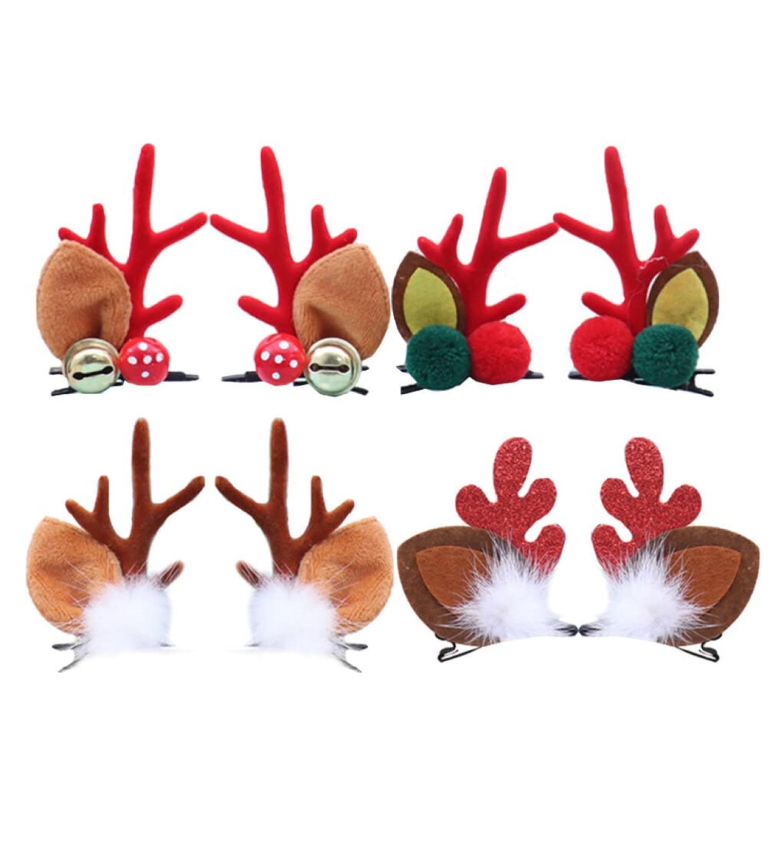Holibanna 4 Couples Christmas Hair Clips - Reindeer Elk Moose Hair Accessories for Girls & Ladies - Buy Online on GoSupps.com