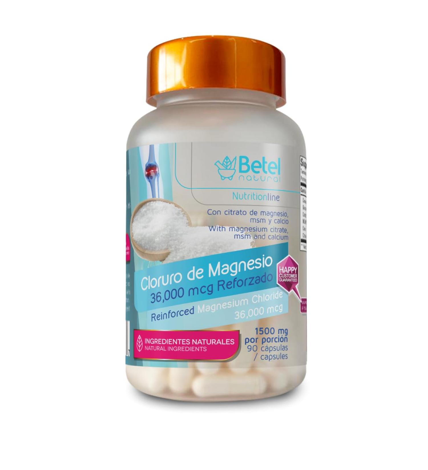 Magnesium Chloride Reforzado + MSM Glucosamine and Chondroitin by Betel Natural - 90 Capsules