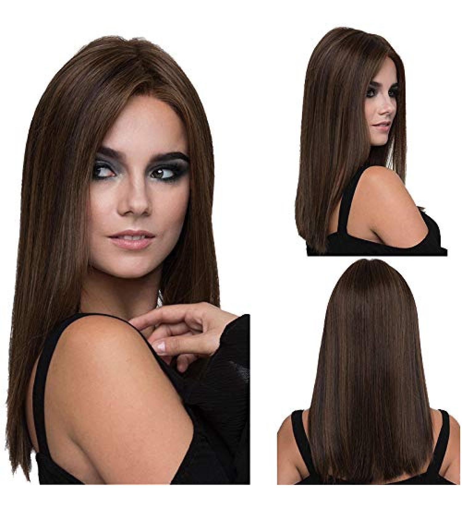 Charming 20-Inch Brown Long Straight Wig for Women | Natural Healthy Daily Use Wig with Cap - International Shipping - Buy Online on GoSupps.com