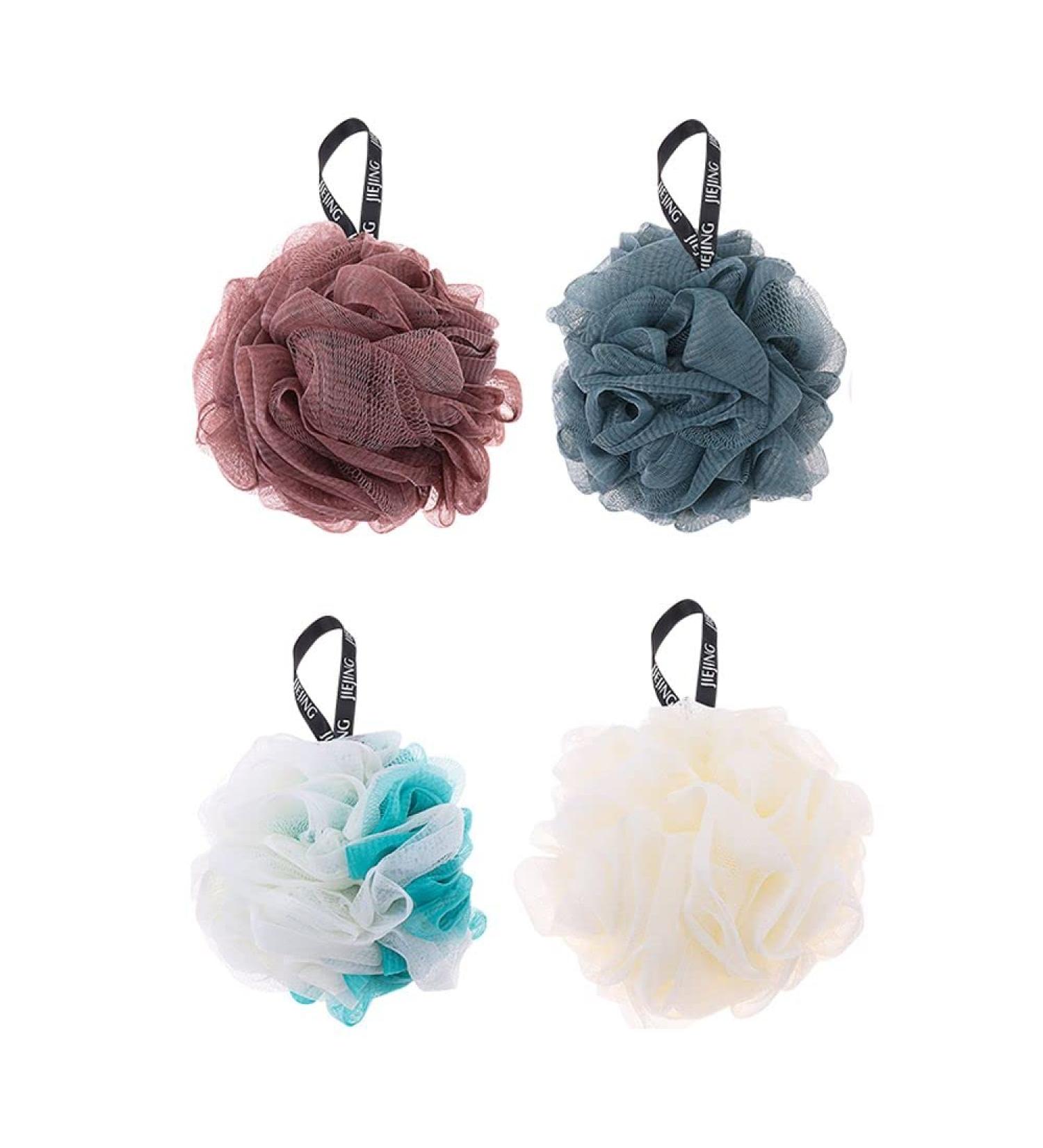4Pcs Soft Mesh Bath Sponge Balls Set for Body Exfoliation and Shower Cleaning - 4.53inch - Buy Online on GoSupps.com