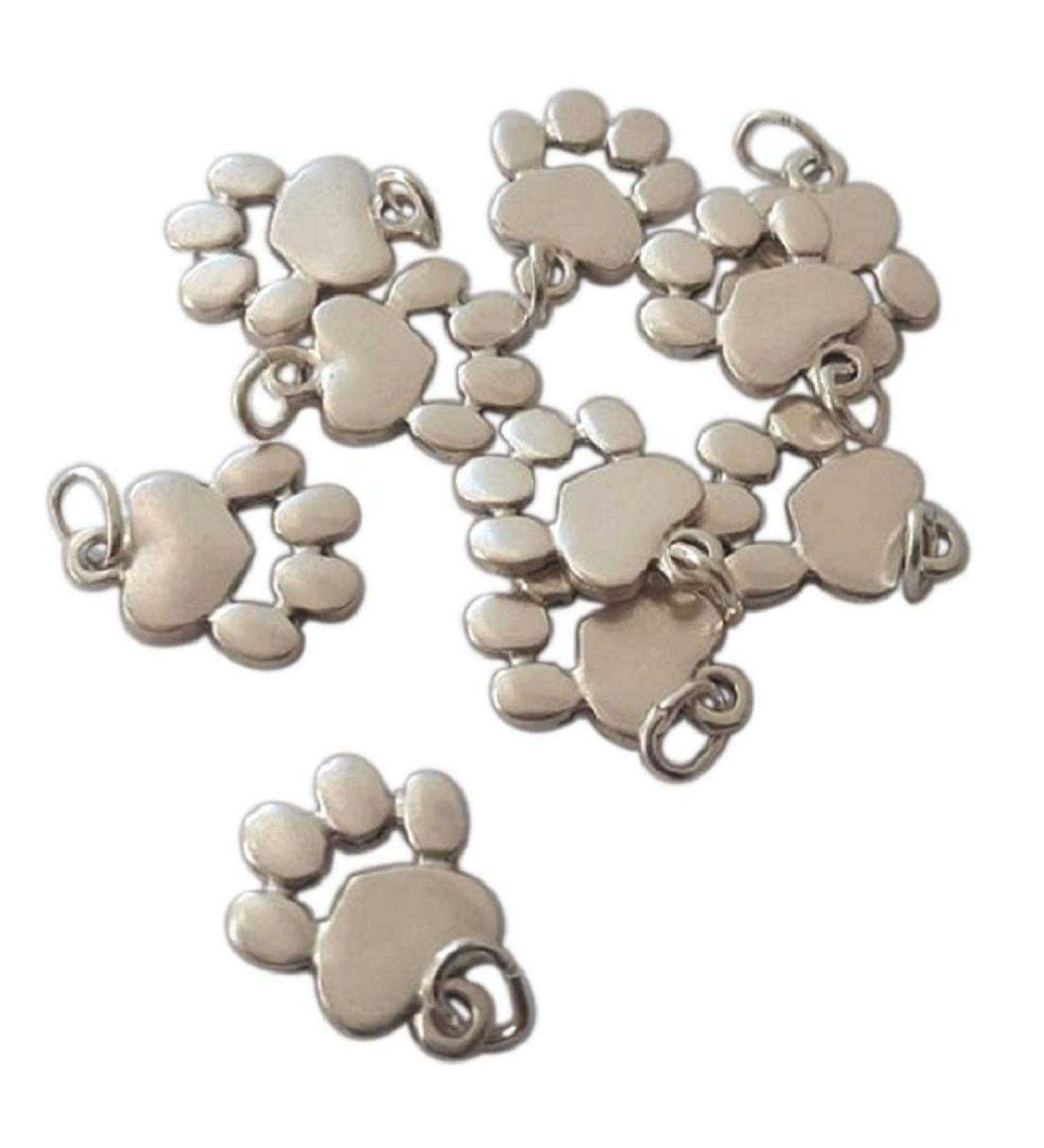 Paw Trailer Dog & Cat Charms - Gold/Silver Plated 10-Paw Supporters for DIY Jewelry Accessories & Decorations | H 1.6 cm - Buy Online on GoSupps.com