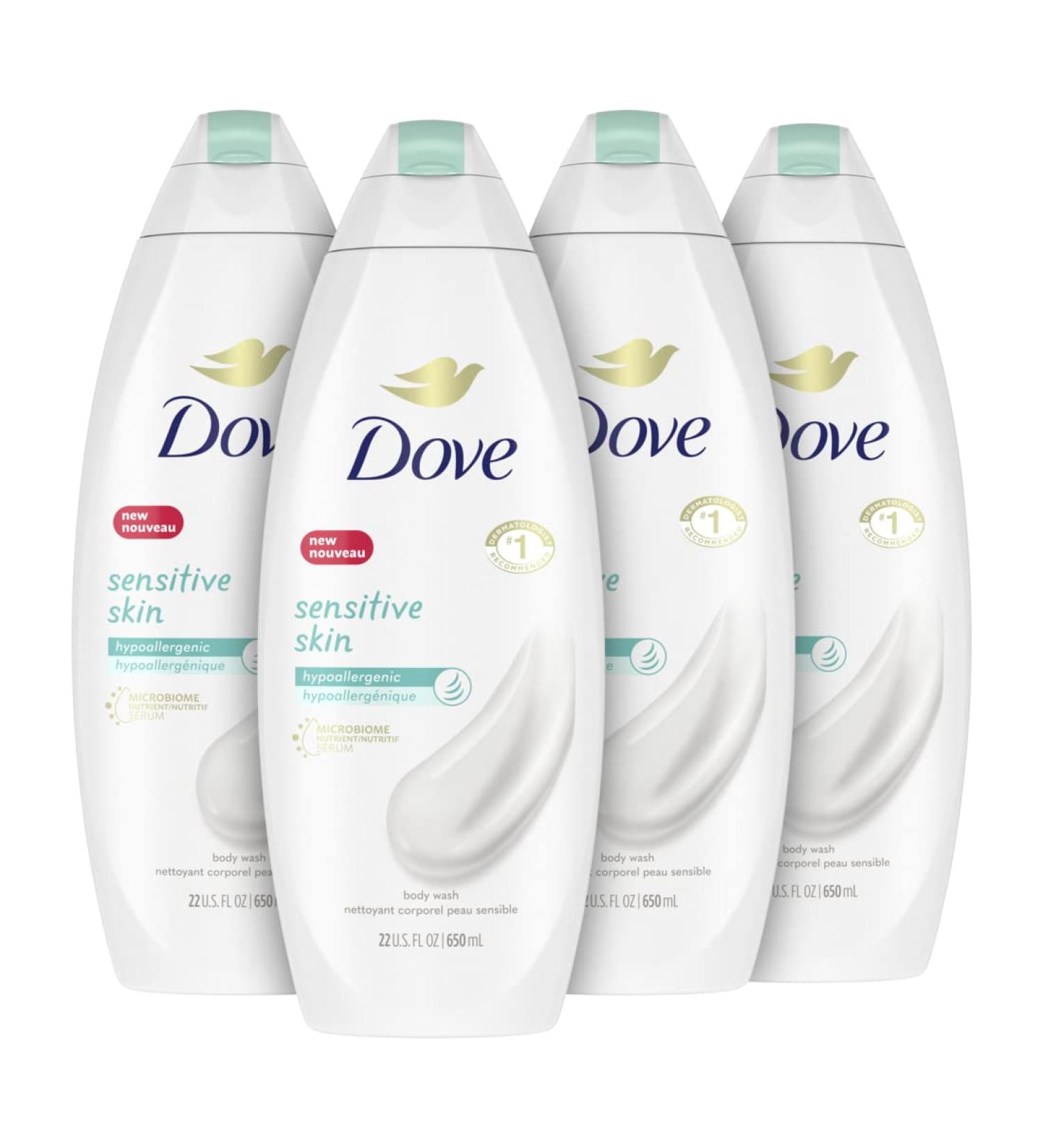 Dove Hypoallergenic Body Wash 22 Fl Oz (Pack of 4) | Sensitive Skin Moisturizing Formula | Sulfate & Paraben Free - Buy Online on GoSupps.com