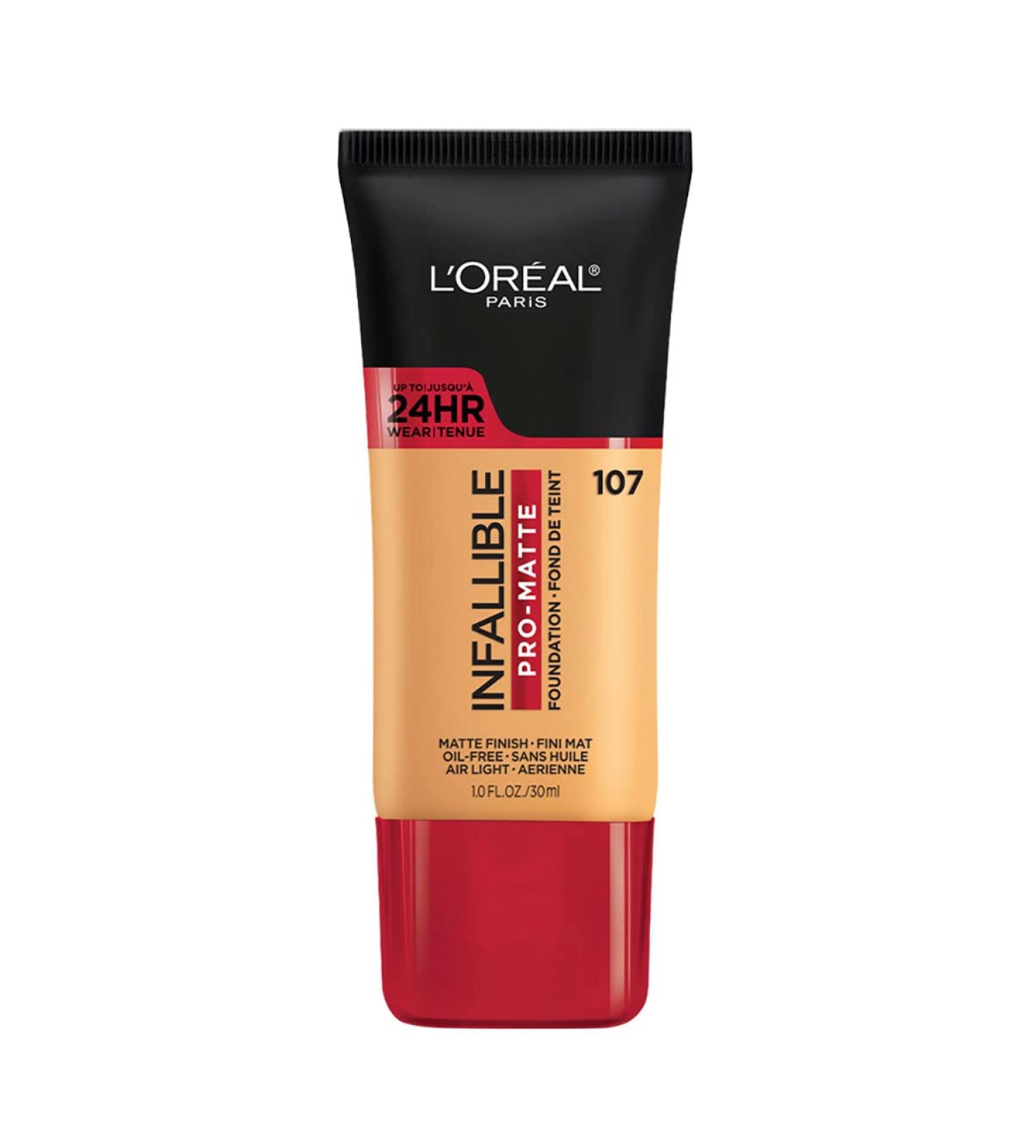 L'Oreal Infallible Pro-Matte Foundation 107 Fresh Beige - Long-Lasting & Flawless Finish (30ml) - Buy Online on GoSupps.com