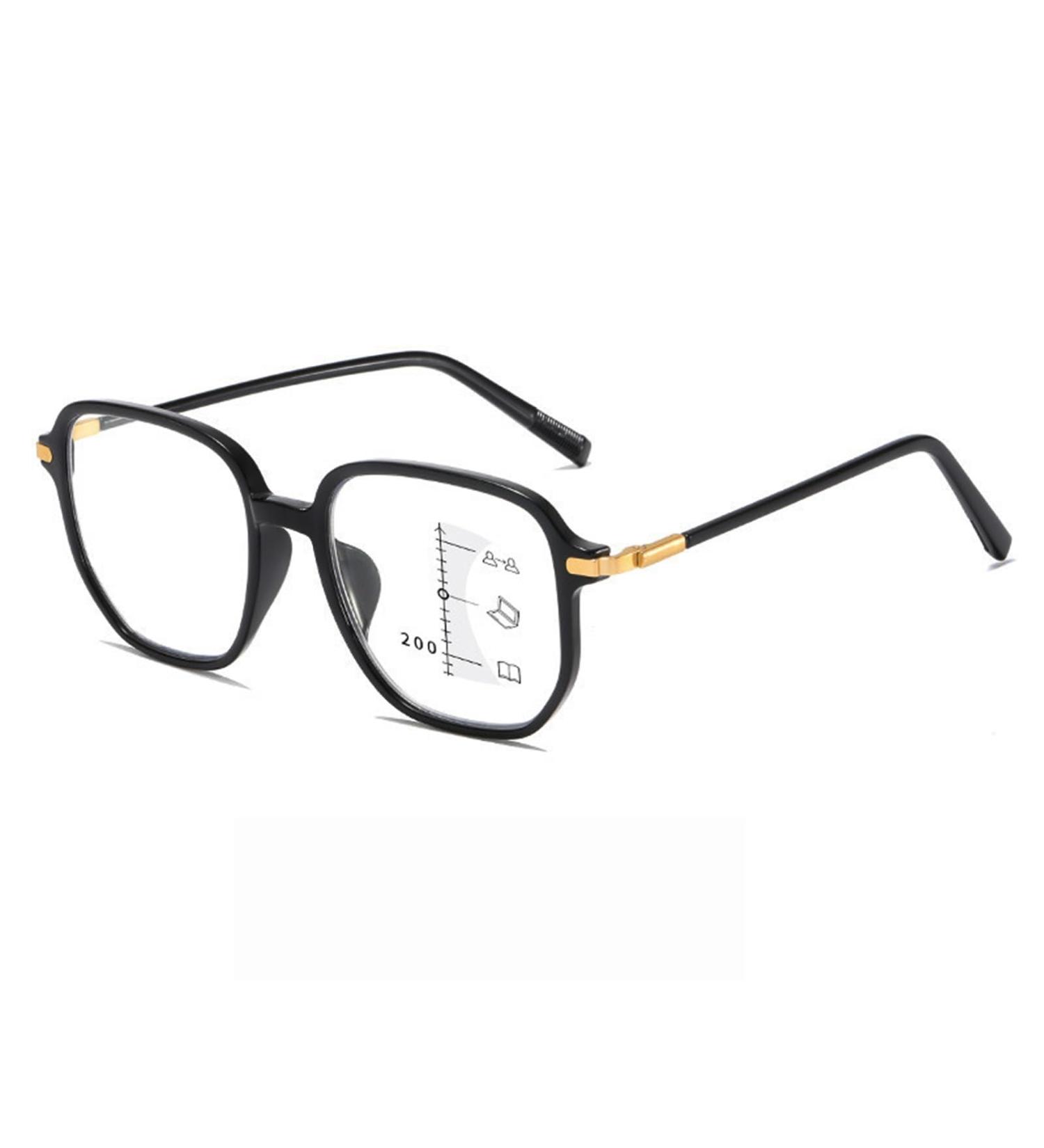 Fashion Multifocus Large Square Frame Reading Glasses Blue Light Blocking Readers Anti Glare Glasses for Unisex(Couleur:Gold Grandeur:2.5x) - Buy Online on GoSupps.com