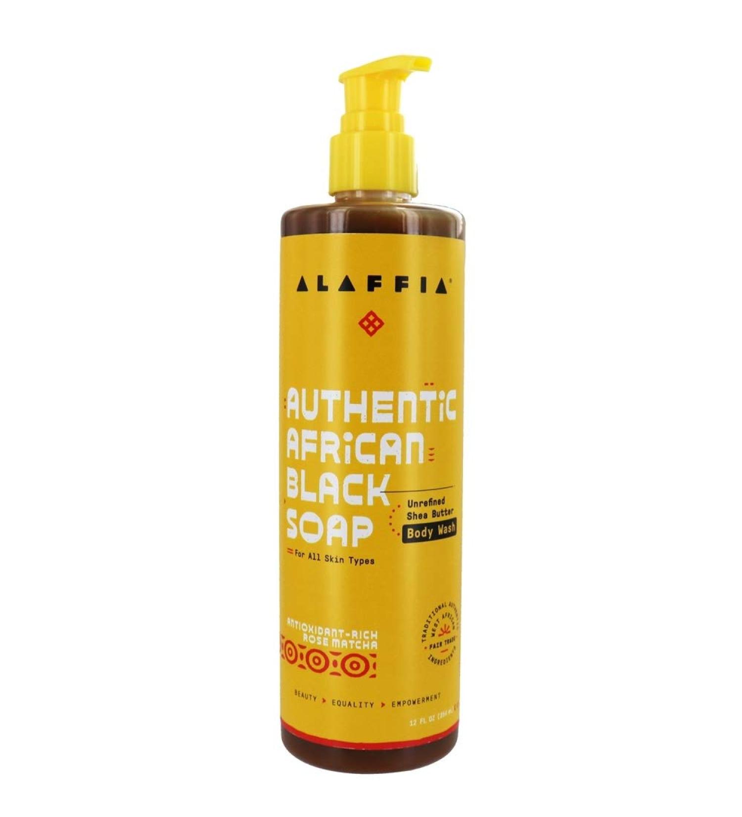 Alaffia Authentic African Black Soap Body Wash - Rose Matcha 12 fl oz | Natural Skin Care - Buy Online on GoSupps.com